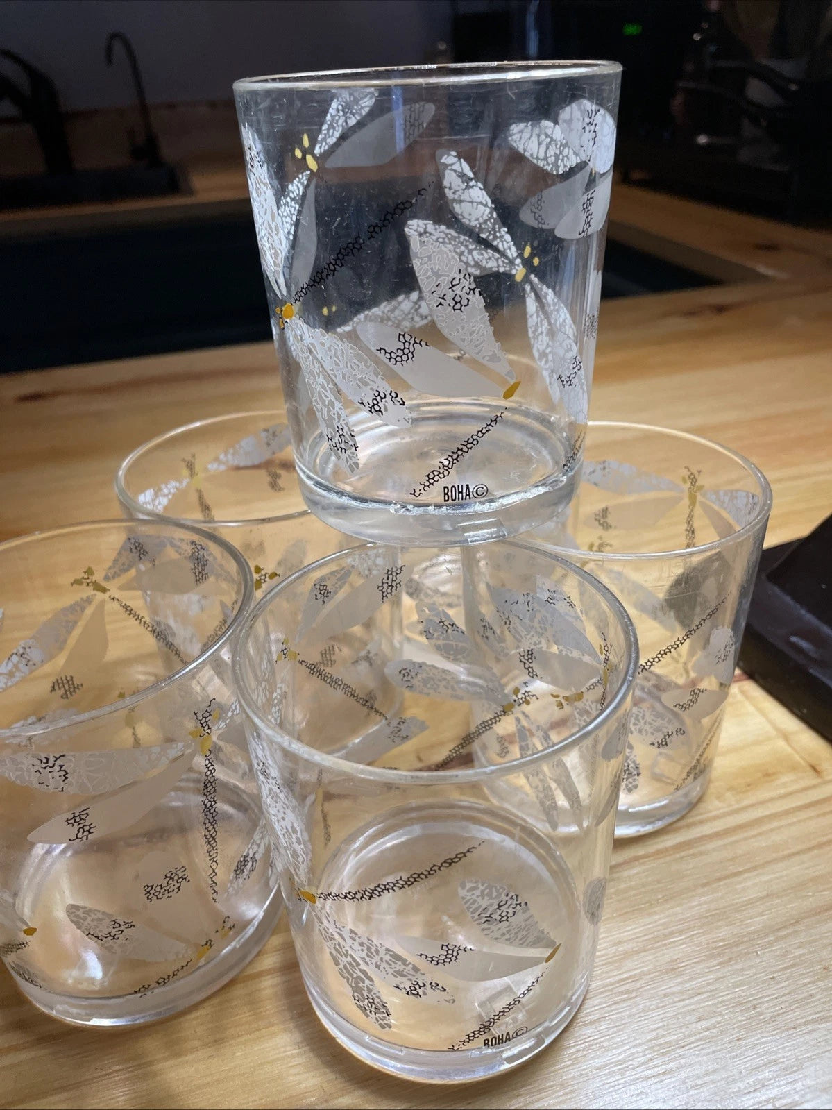 Vtg HJ Stotter Summer Dragonfly Acrylic Glasses Pool Drink Set Of 6 4x3.25” | eBay