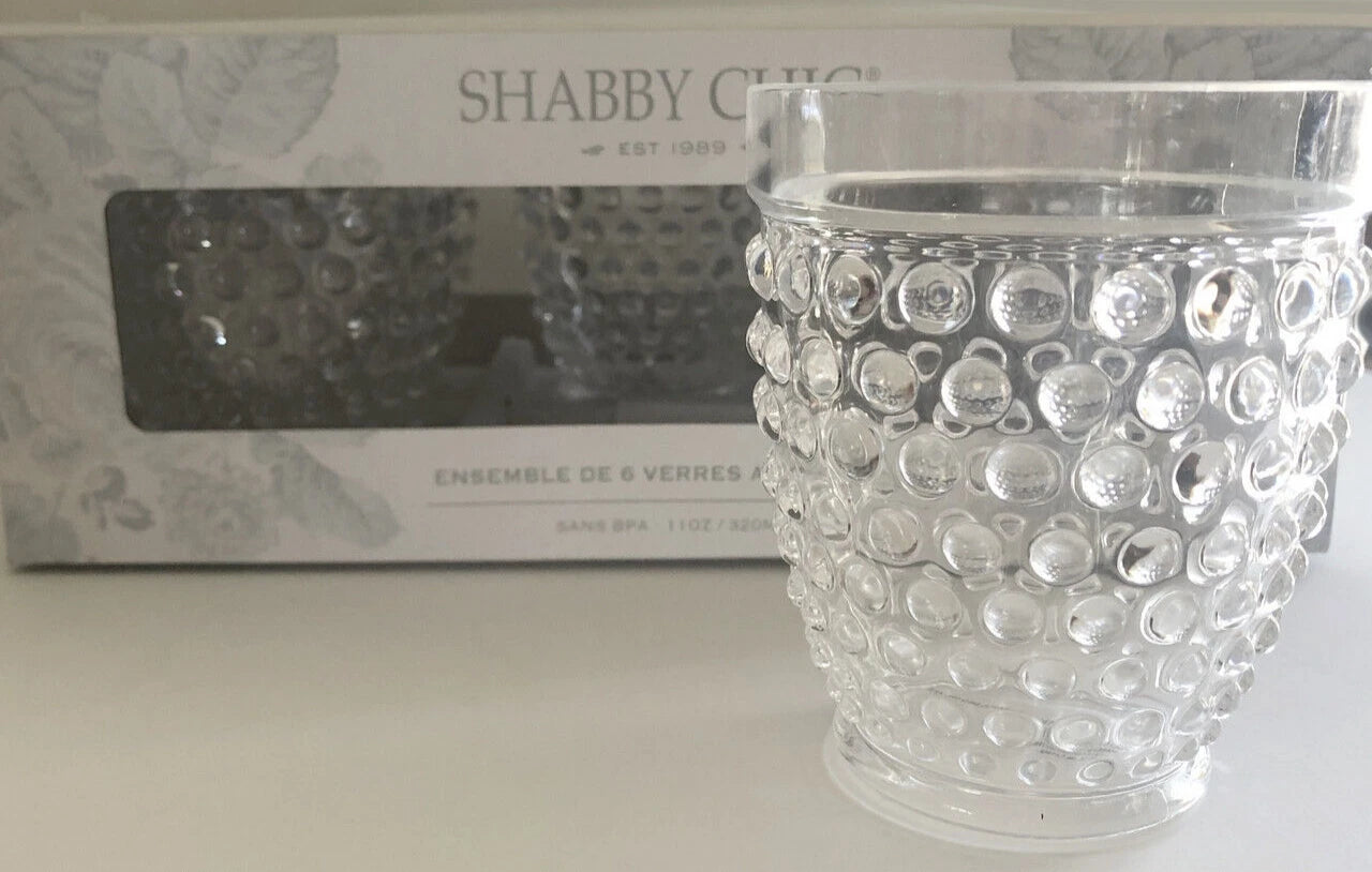 Shabby Chic Hobnail Acrylic Drinkware Glasses Outdoor 4x3.25" BPA Free Set of 6 | eBay