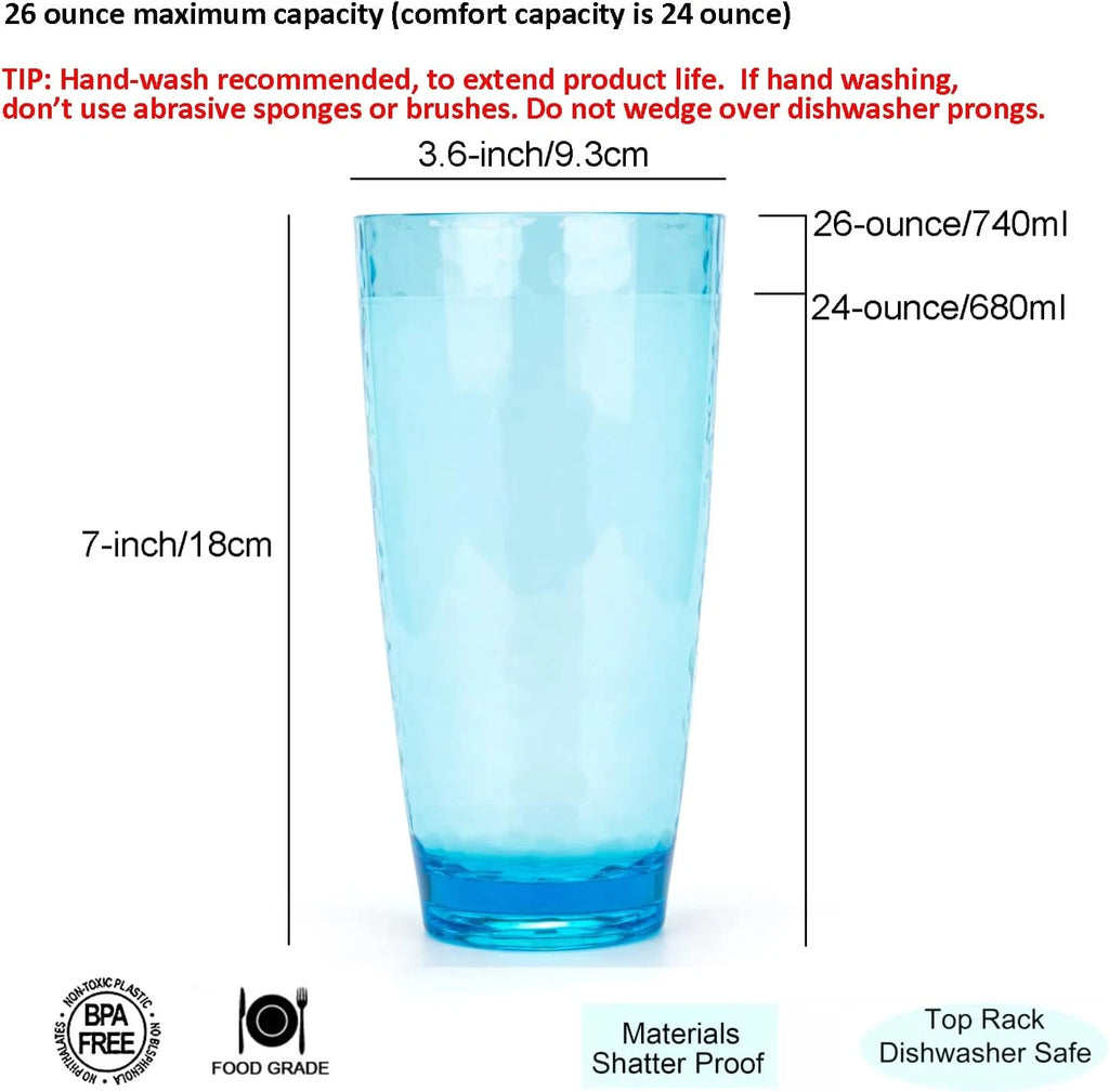 KOXIN-KARLU Hammered 26-Ounce Plastic Tumbler Acrylic Glasses Set of 6Multicolor | eBay
