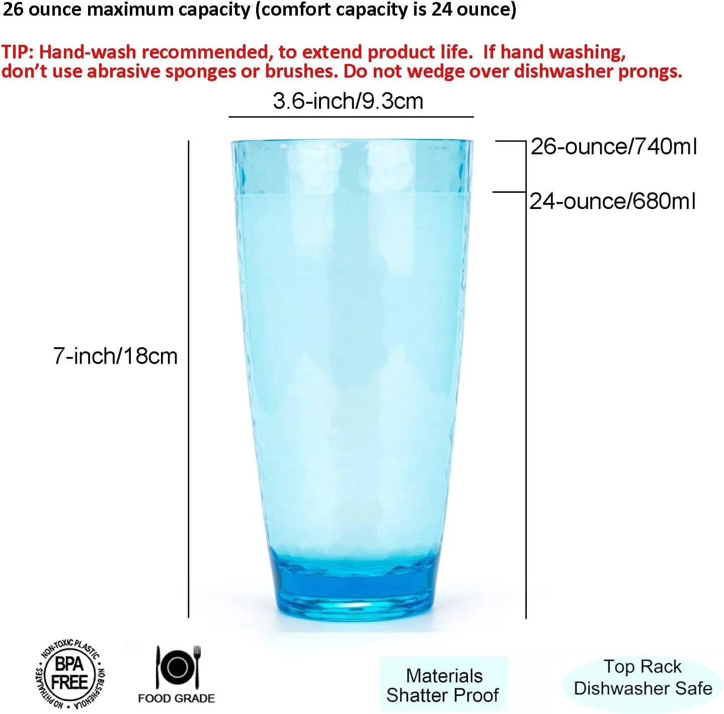 KOXIN-KARLU Hammered 26-Ounce Plastic Tumbler Acrylic Glasses Set of 6Multicolor | eBay