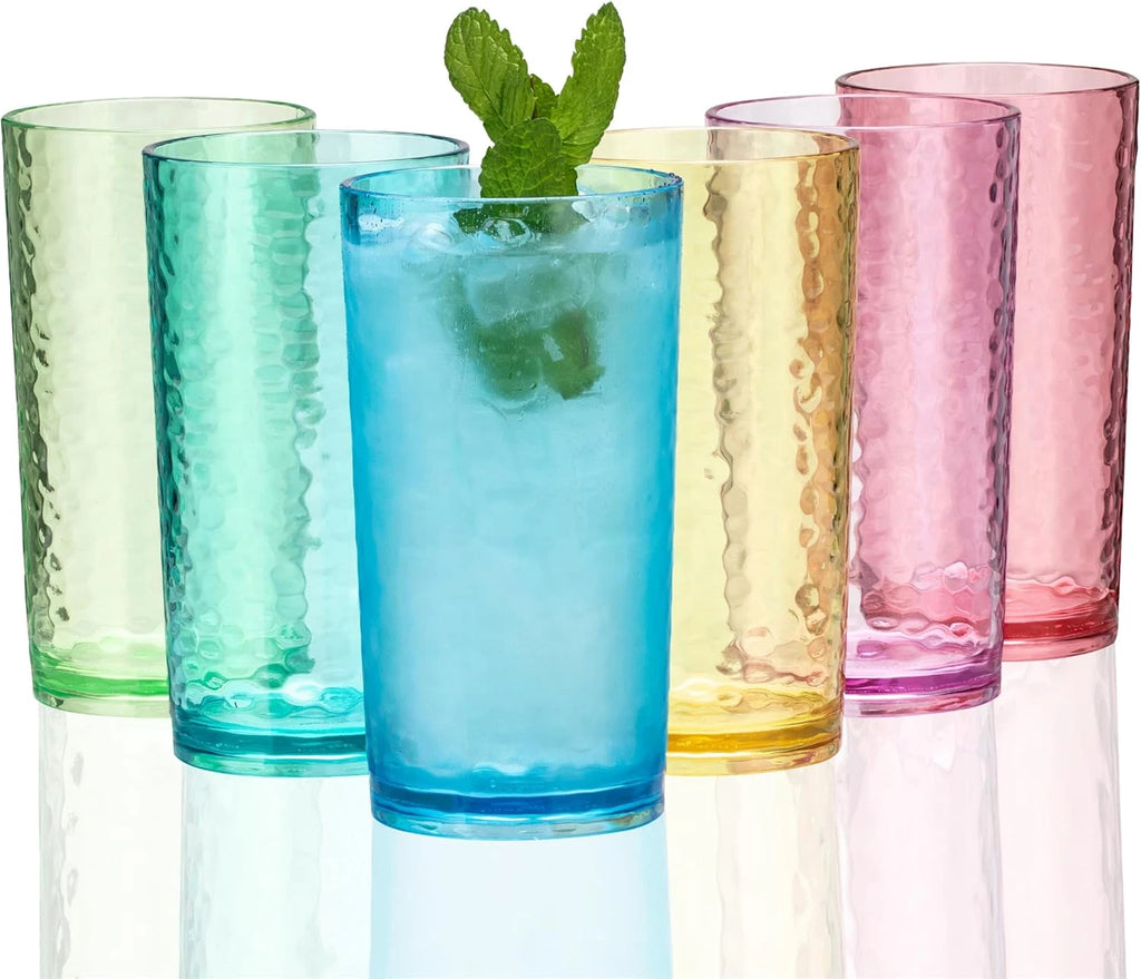 20-Ounce Acrylic Glasses Plastic Tumbler, Set of 6 Multicolor - Hammere | eBay