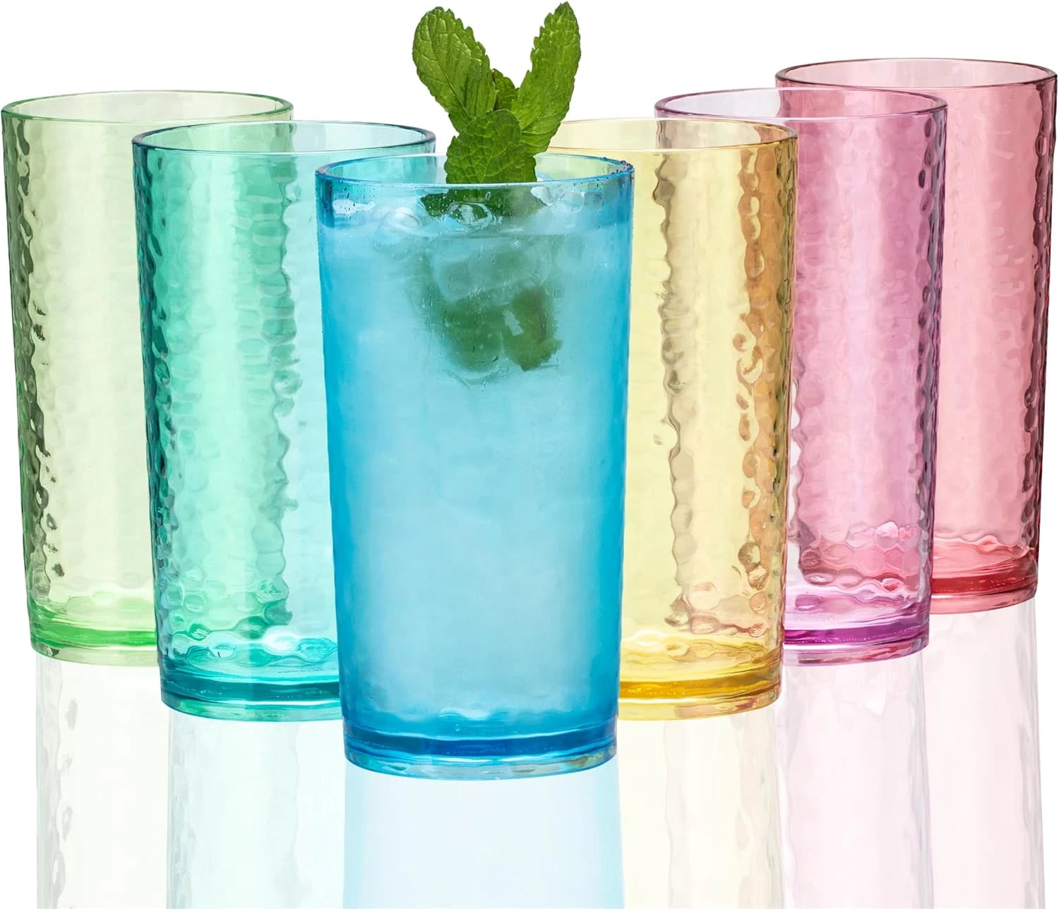 20-Ounce Acrylic Glasses Plastic Tumbler, Set of 6 Multicolor - Hammere | eBay
