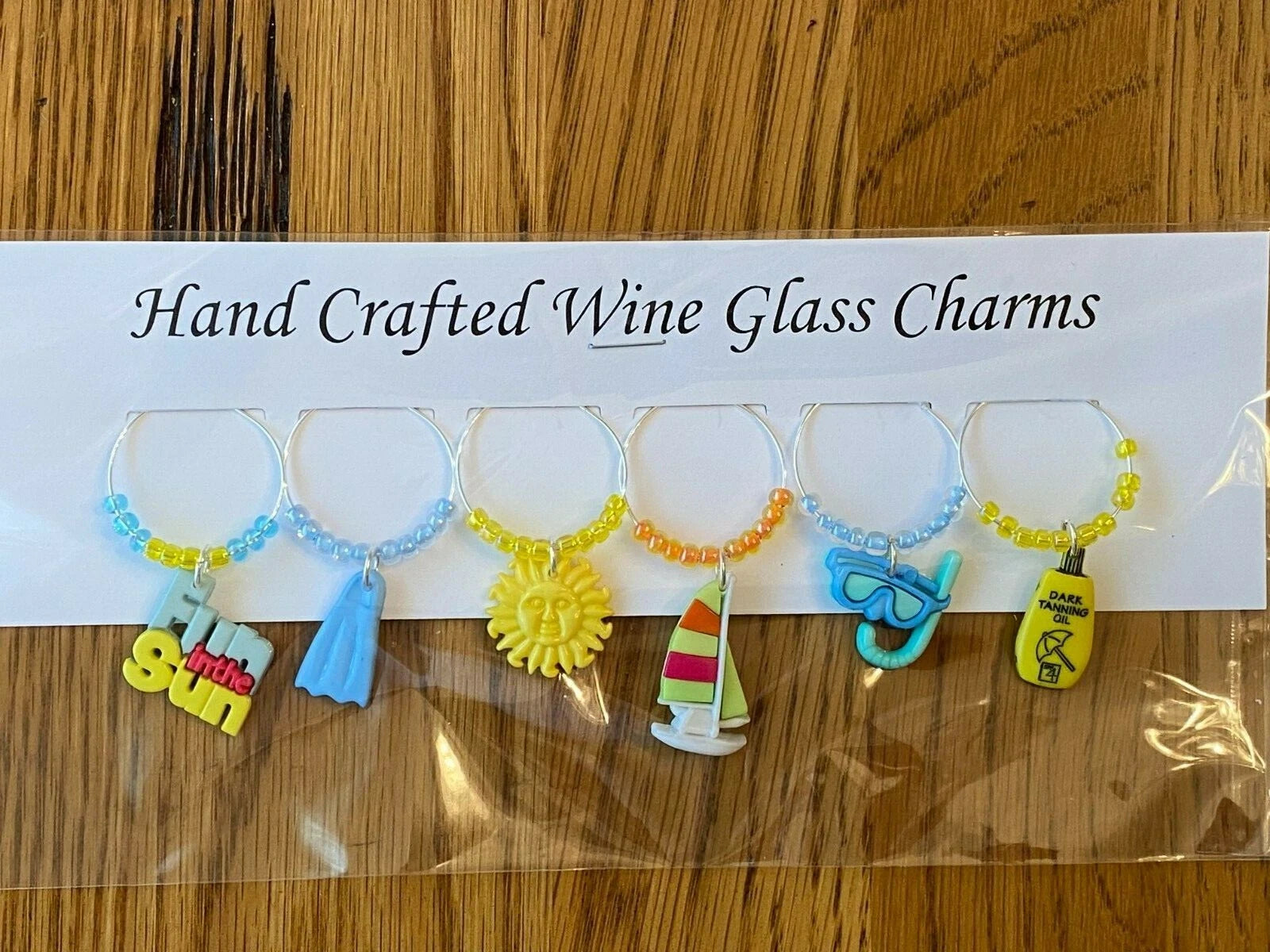 "BEACH /SUMMER FUN " SET OF 6 Wine Glass Charm drink markers | eBay