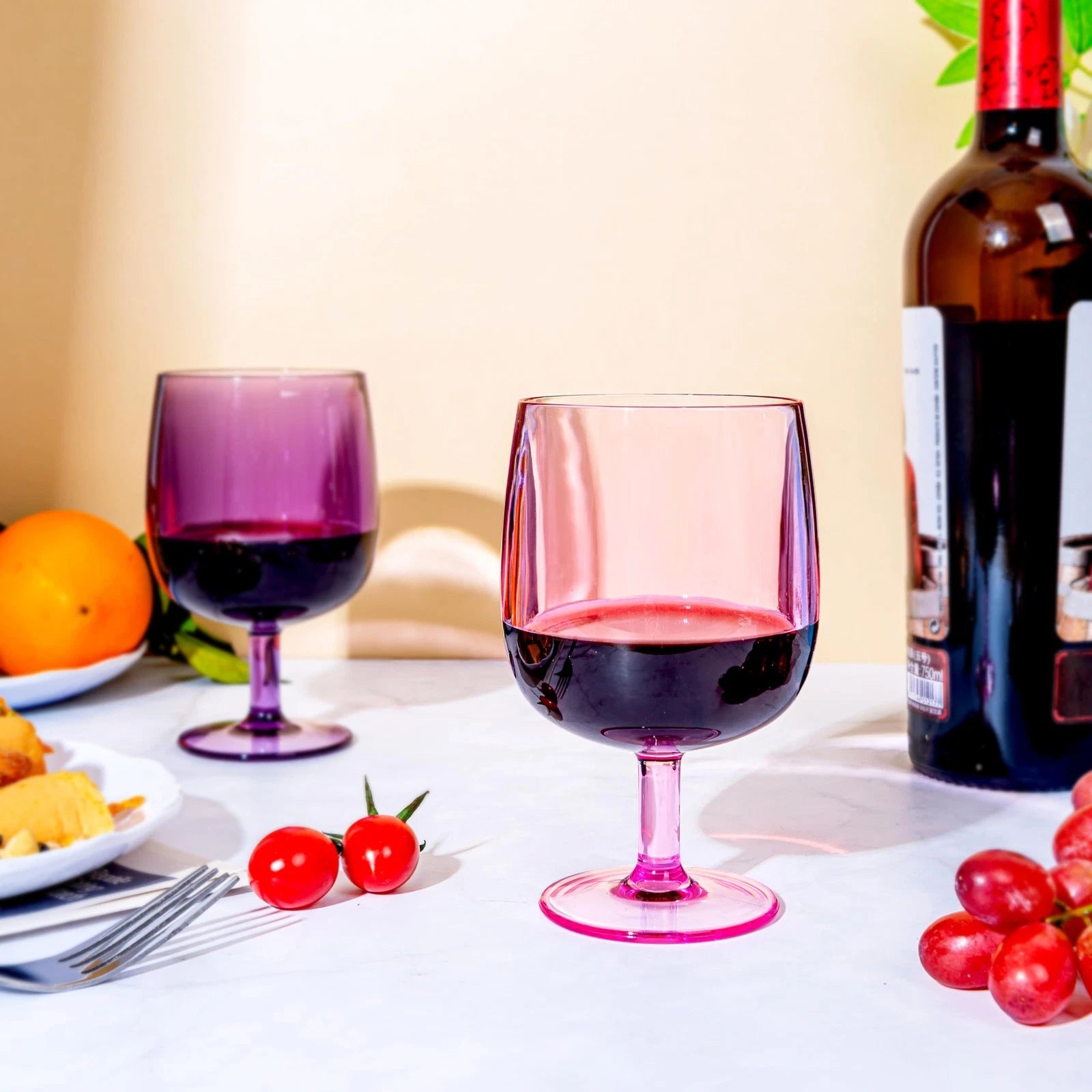 12-ounce Plastic Stem Wine Glasses, All Purpose Arcylic Glasses, set of 6 Mul... | eBay
