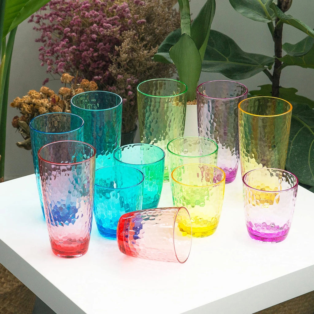 Hammered 15-ounce Plastic Tumbler Acrylic Glasses, set of 6 Multicolor | eBay