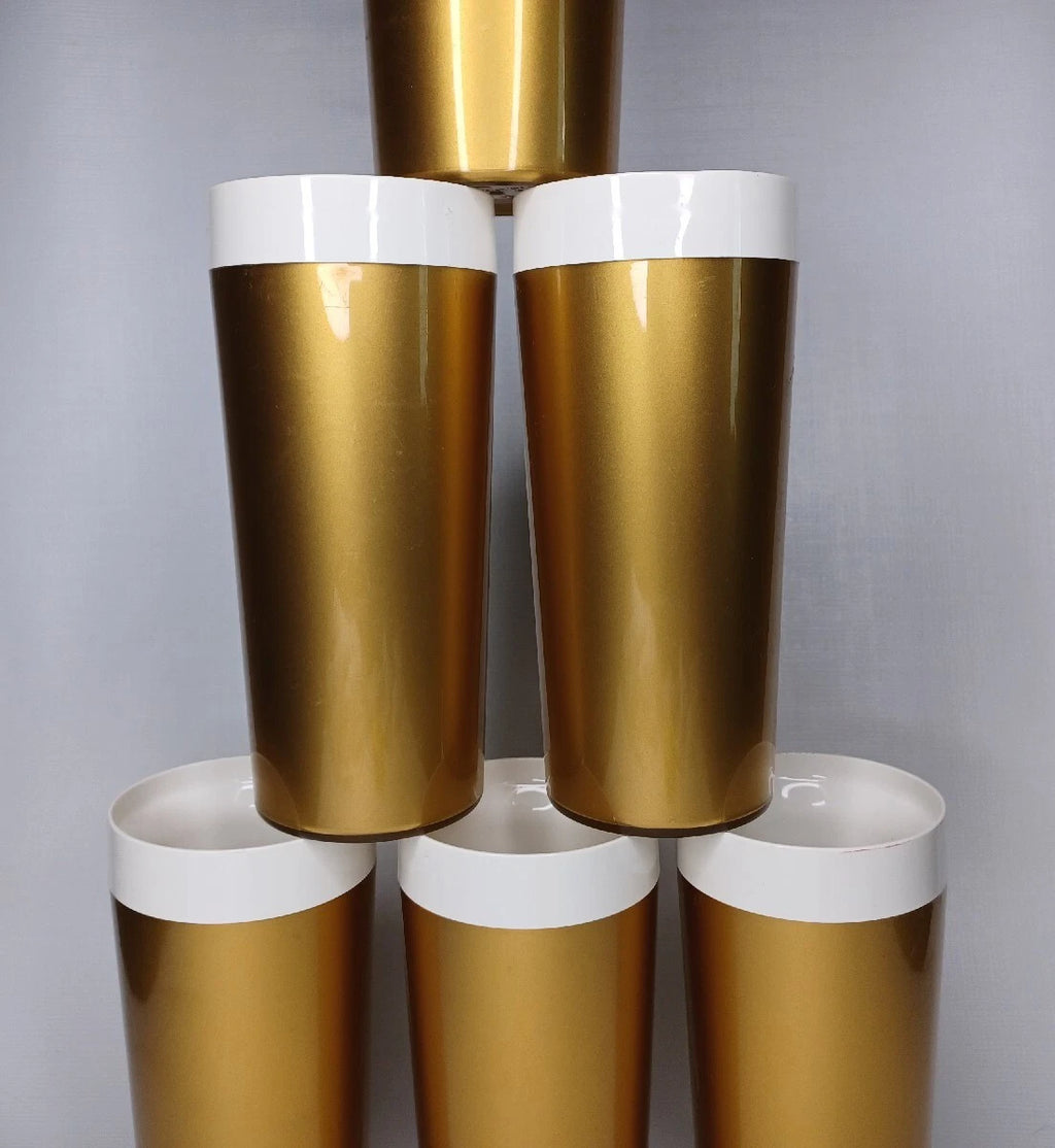 Set Of 6 Gold Plastic Tumblers Drinking Cups Made In USA | eBay