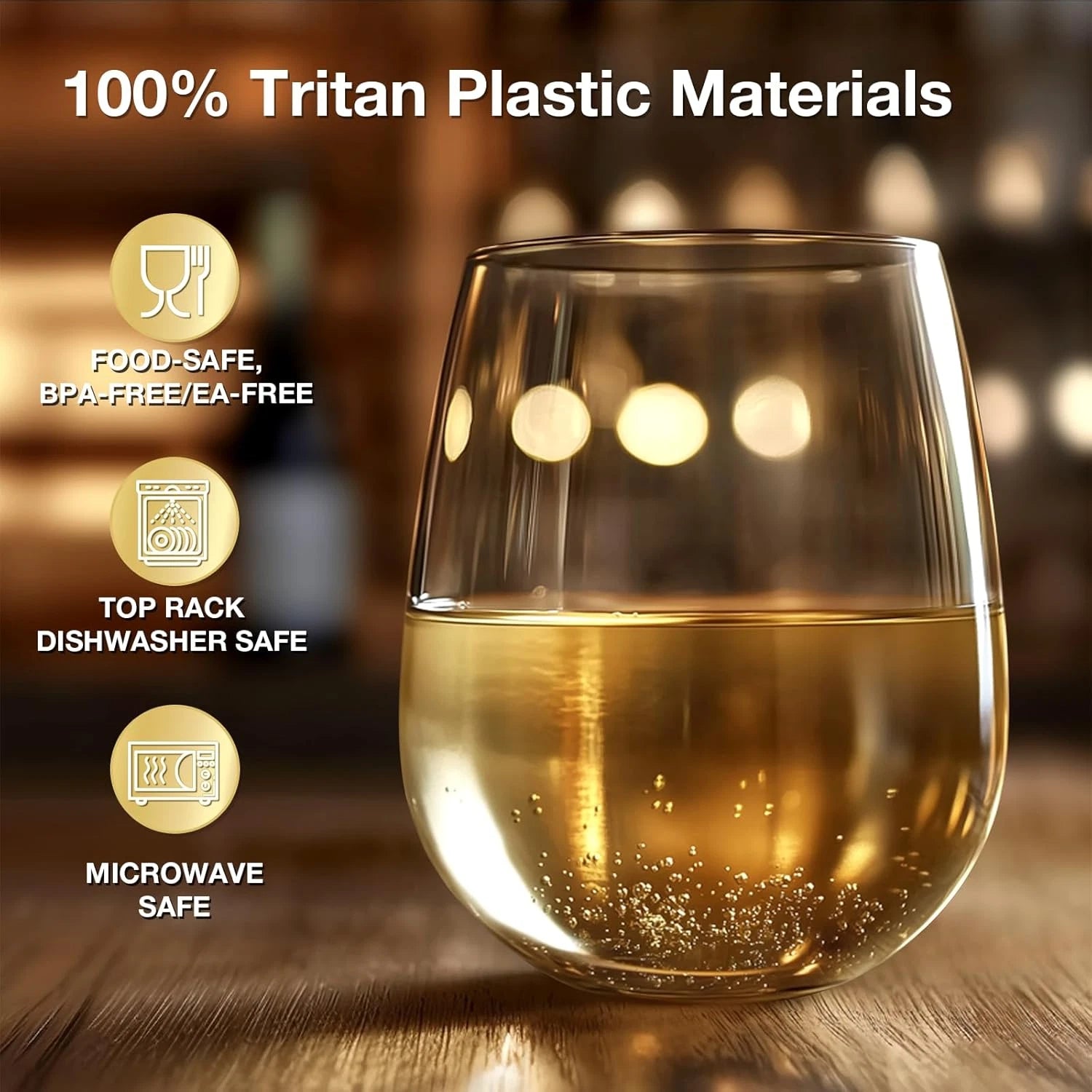 Unbreakable Tritan Wine Glasses Set of 6, 18 Oz Stemless Wine Glass, BPA Free Pl | eBay