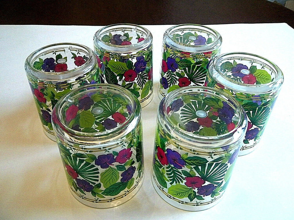 Set of 6 Floral Old Fashioned Acrylic Drinking Glasses 12 oz. *Please Read* | eBay