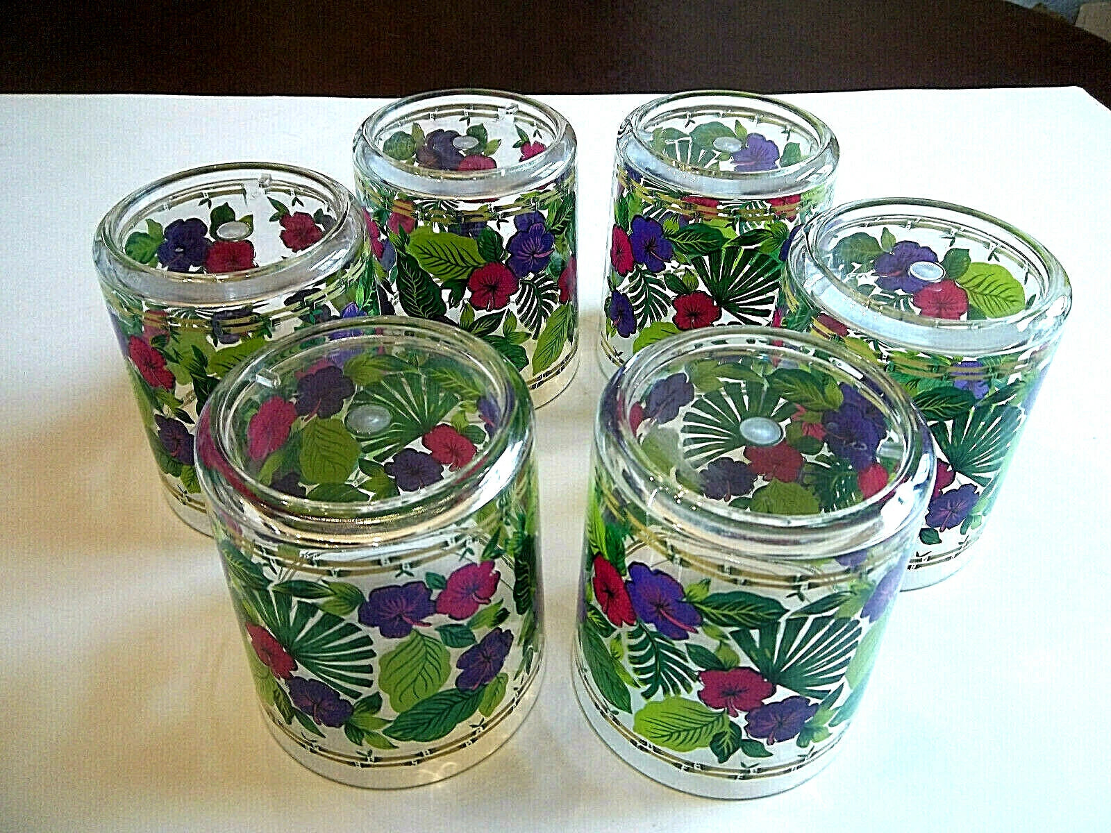 Set of 6 Floral Old Fashioned Acrylic Drinking Glasses 12 oz. *Please Read* | eBay