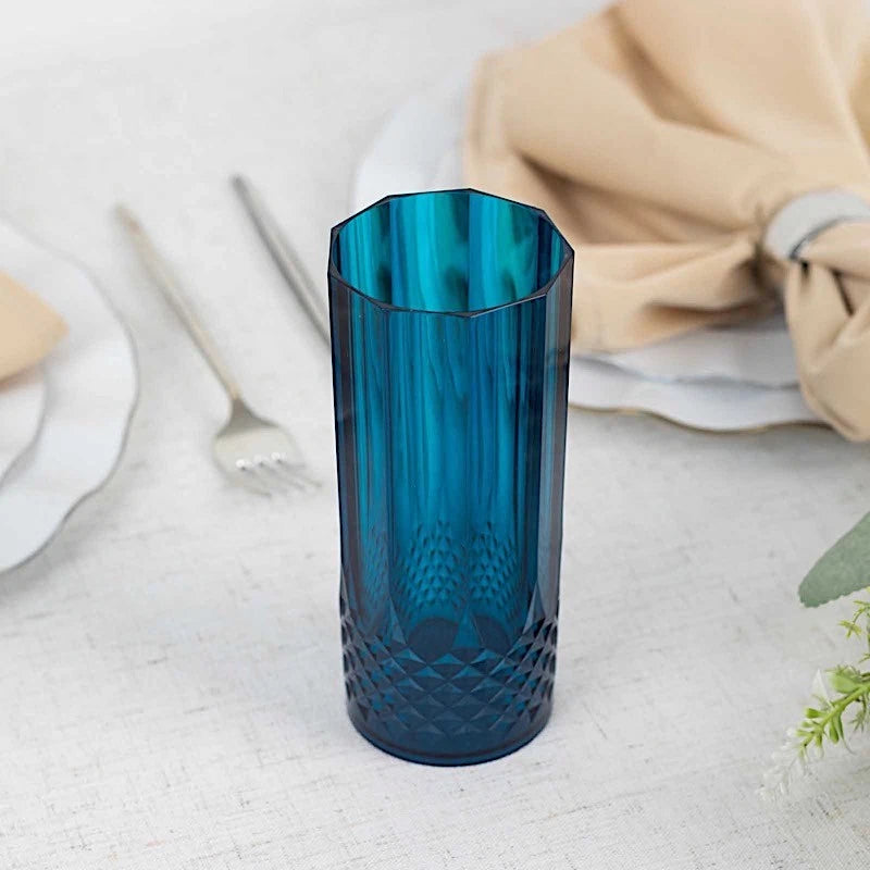 6 Navy Blue 14 oz Crystal Plastic Drinking Glasses Party Events Tableware | eBay