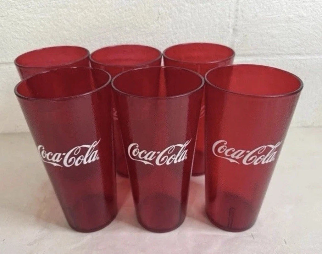 Coca-Cola Set Of 6 Red Drink Cups Plastic Restaurant Vtg. 32 Oz GET #6632-1-RC | eBay