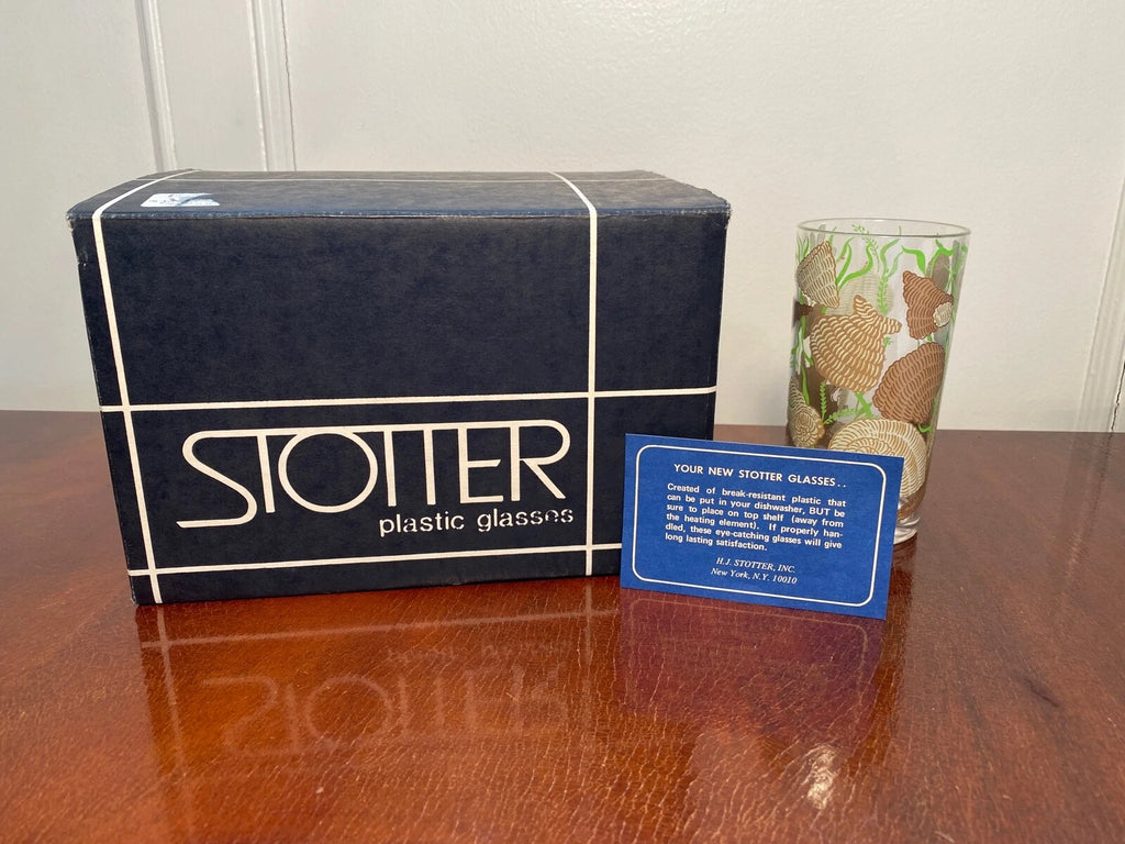 NEW IN BOX Vintage Set of 6 STOTTER Seashell Plastic Glasses High-Ball Tumblers | eBay