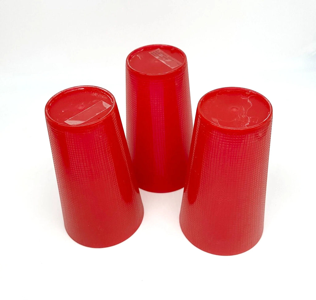 🥤 Set of 3 Red Plastic Drinking Tumblers, Cross-Hatch Pattern 6" x 3.5" | eBay