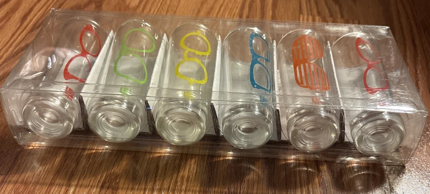 Set Of 6 Multicolored Eyewear Glasses Drinking Shot Highball Style Glassware | eBay