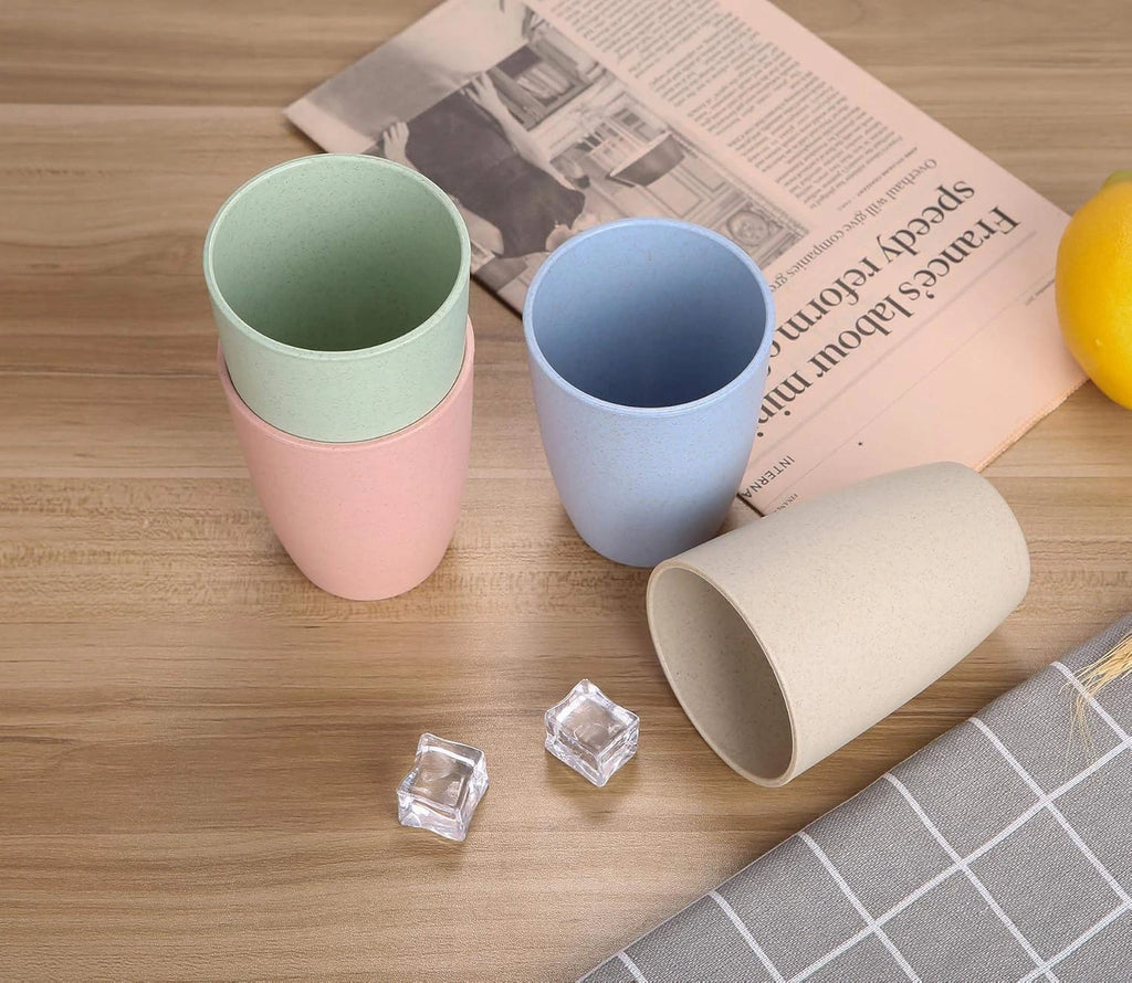 Wheat Straw Reusable Cup (12 Oz) - Unbreakable Drinking Glasses Sets of 6 - Dish | eBay