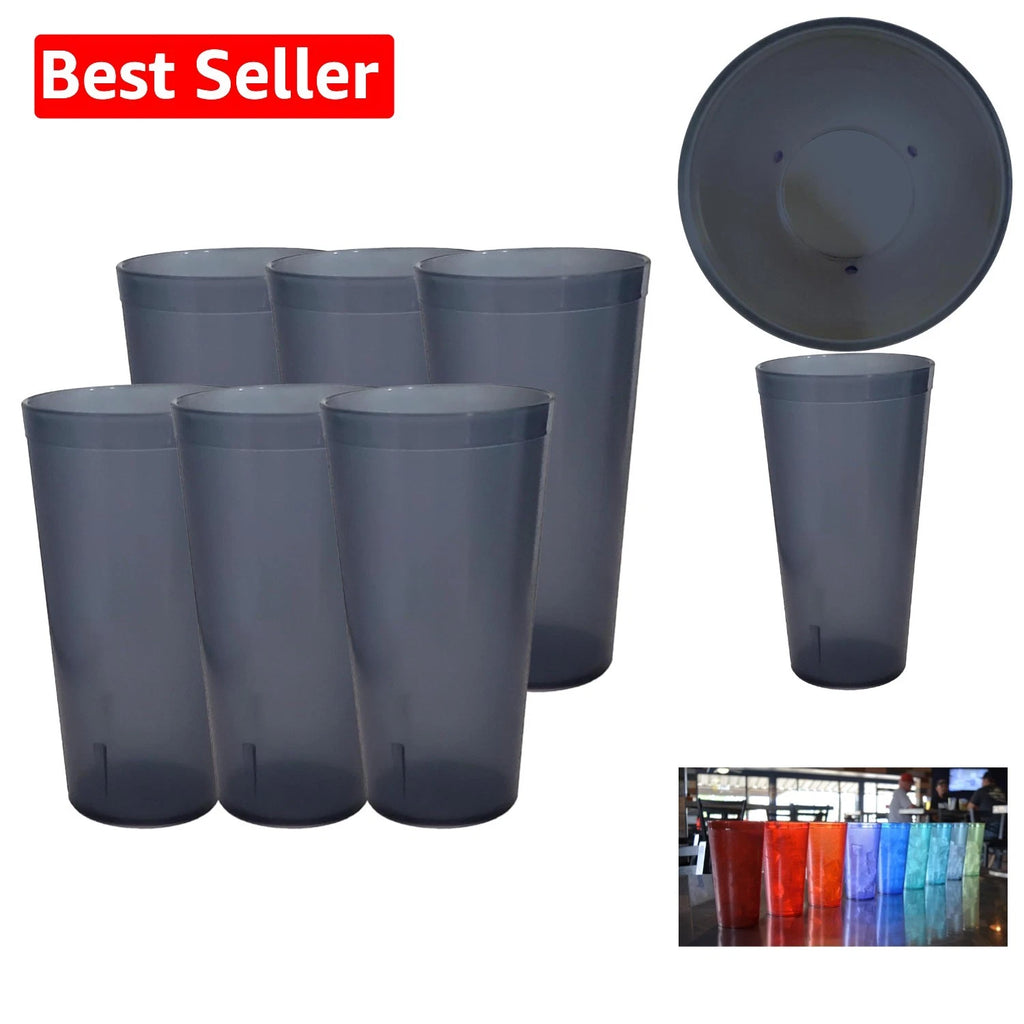 Heavy Duty 20oz Gray Plastic Tumblers - Stylish & Reusable Drinkware Set of 6 | eBay