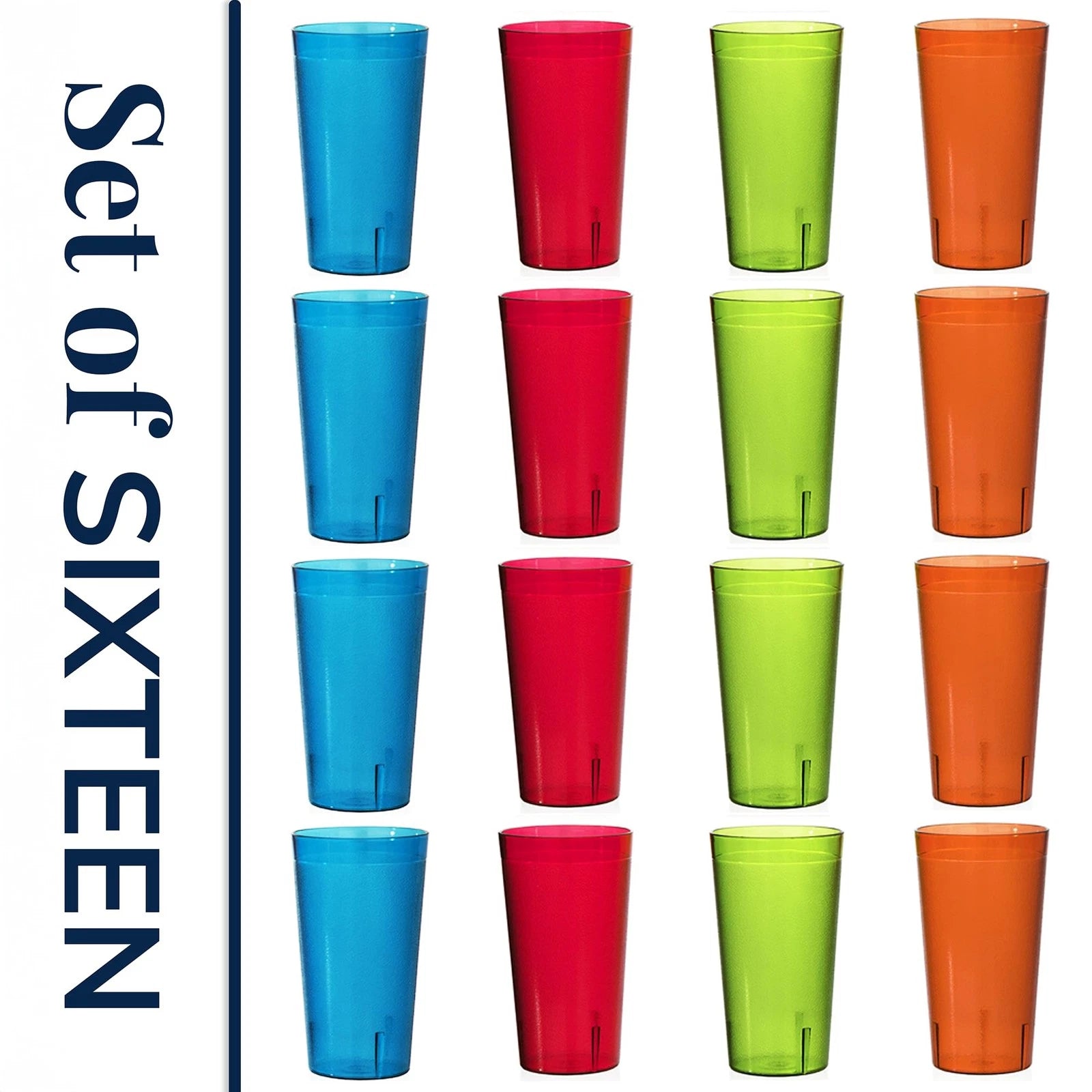 Acrylic Cafe Plastic Reusable Tumblers (Set of 16) 20-ounce Water Cups Assort... 674894969943| eBay