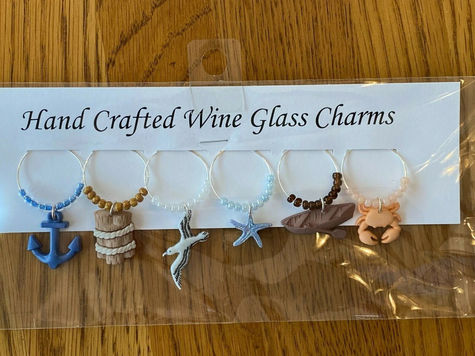 " NAUTICAL''/BEACH SET OF 6 Hand Crafted wine glass drink markers | eBay