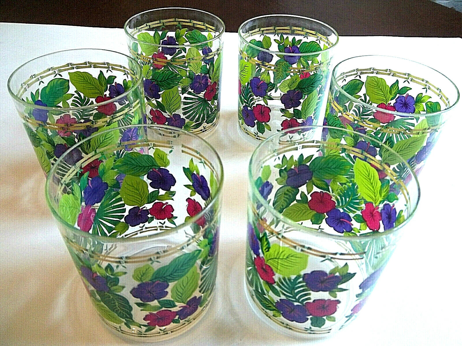 Set of 6 Floral Old Fashioned Acrylic Drinking Glasses 12 oz. *Please Read* | eBay