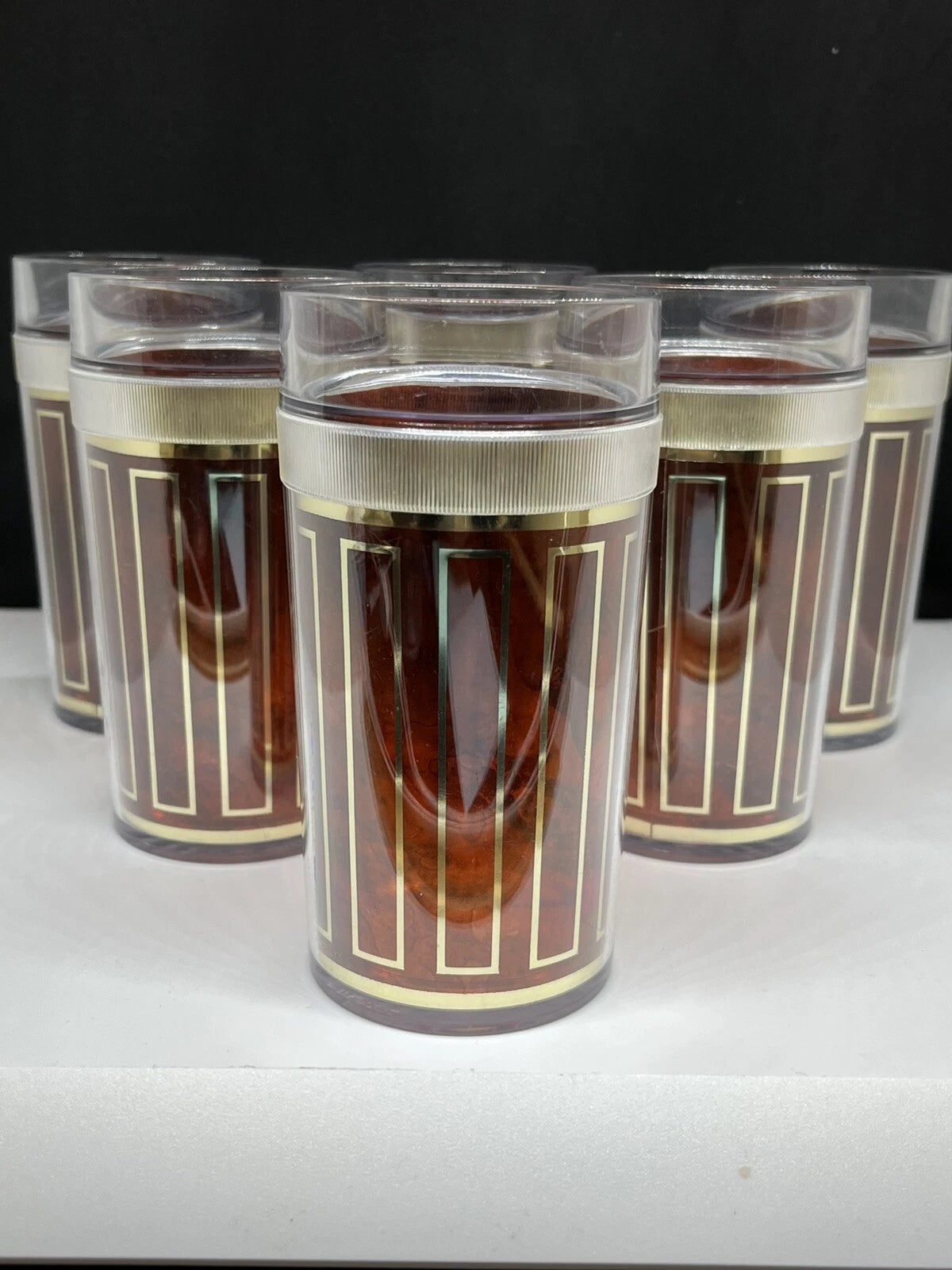Vintage St. Tropez Drinking Cups Plastic Tumblers Set of 6 Gold and Brown 12 oz | eBay
