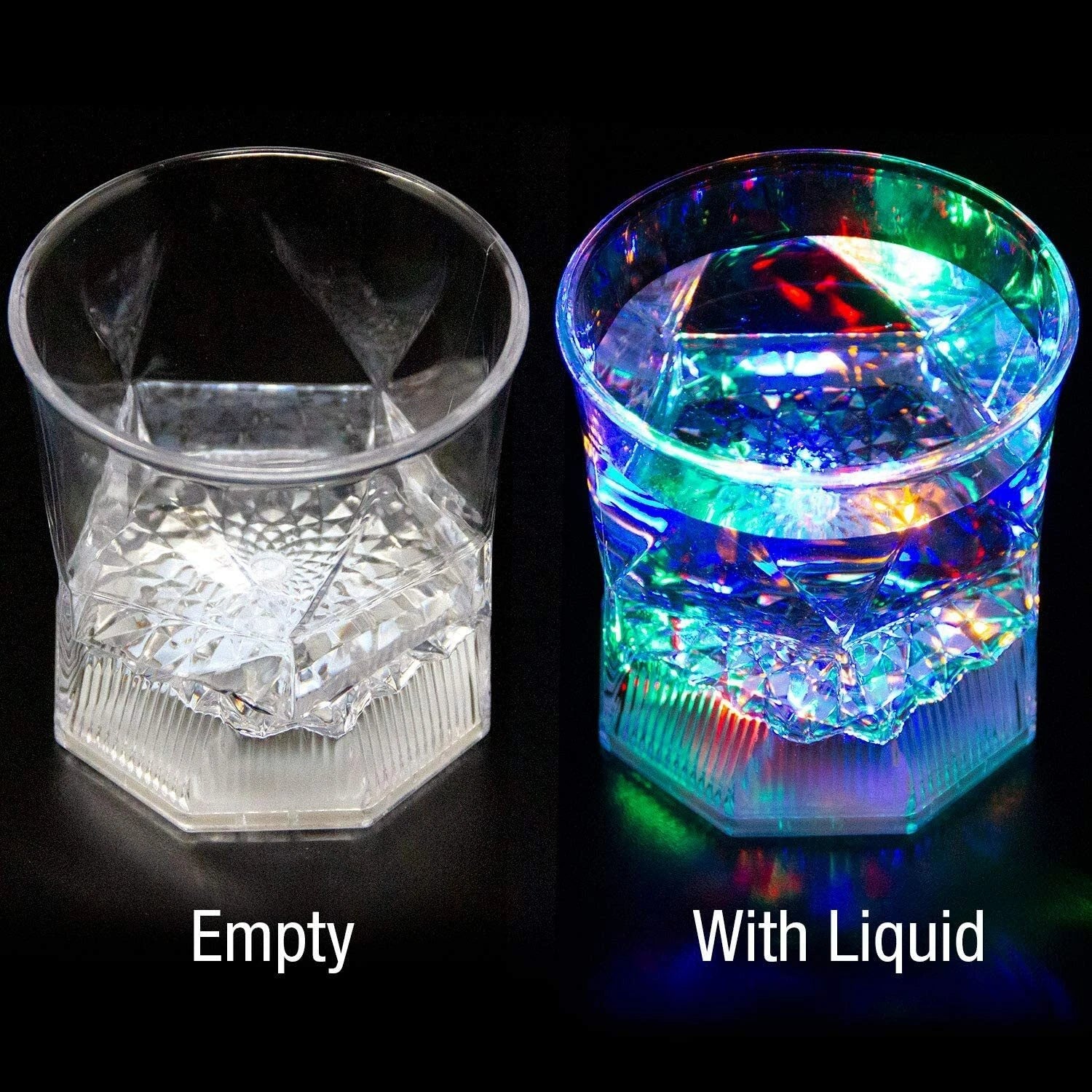 Liquid Activated Multicolor LED Glasses Fun Light Up Drinking Tumblers 6oz 4pc | eBay