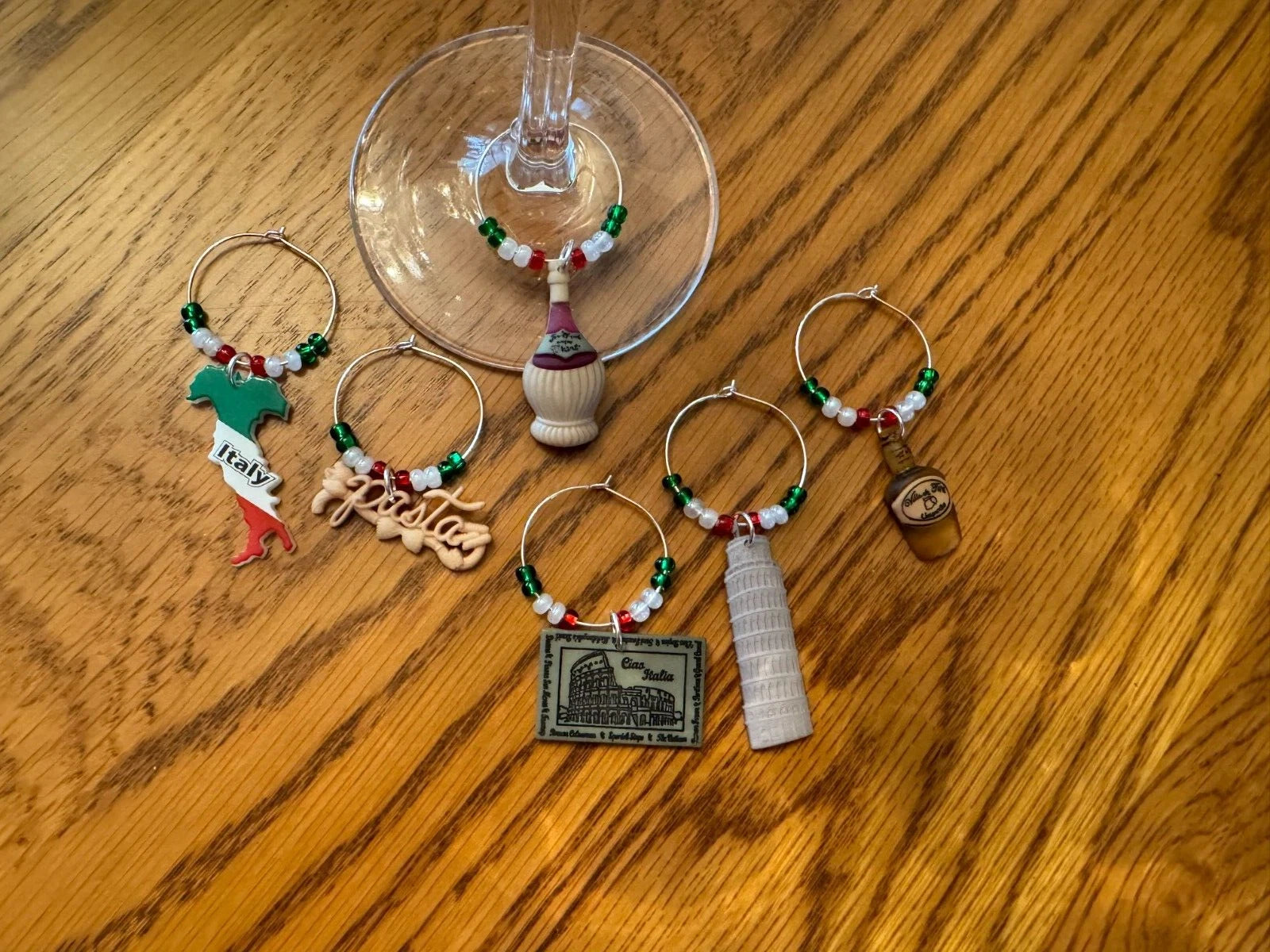 "ITALY,ITALIAN SET OF 6 HAND CRAFTED Wine glass drink marker Charms | eBay
