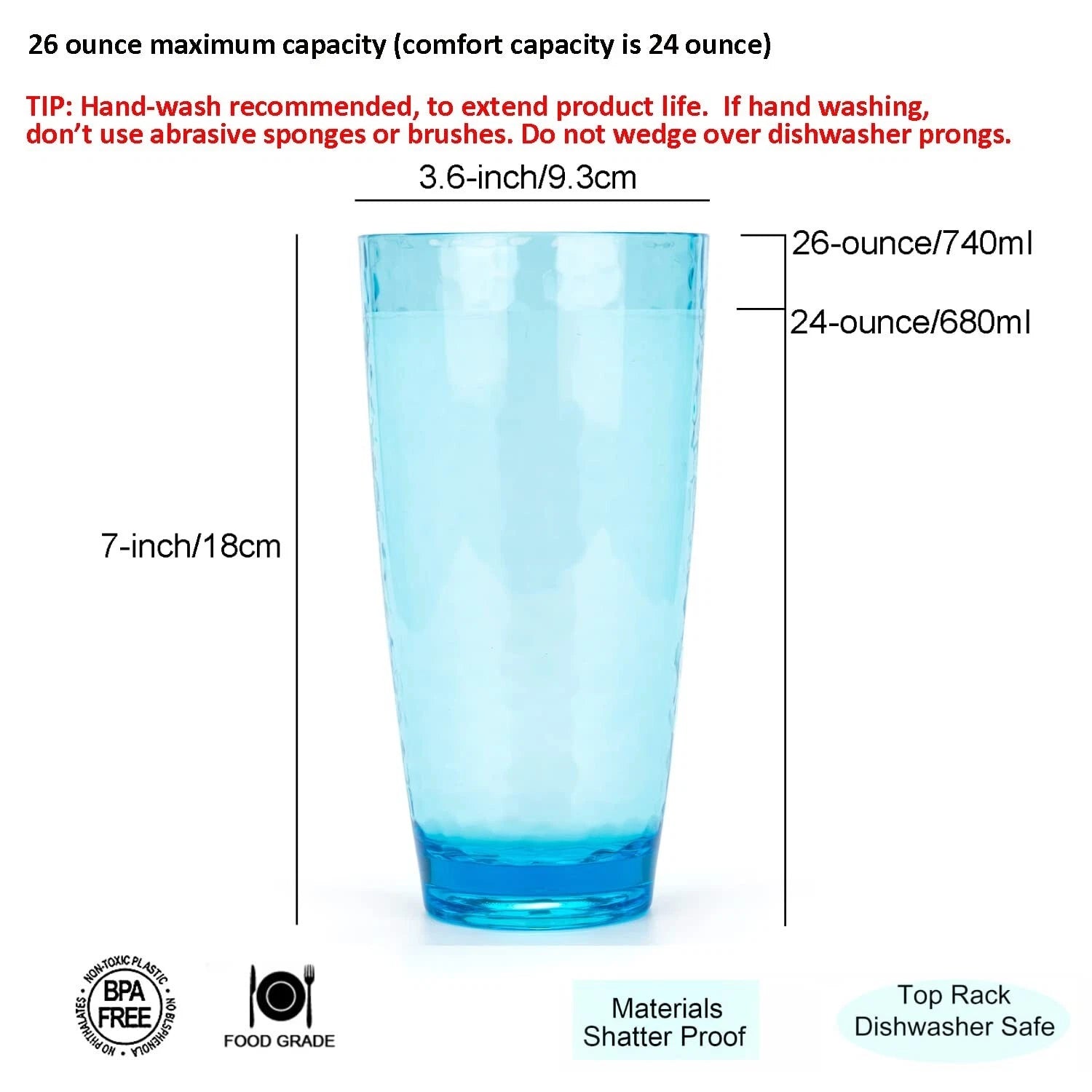 KOXIN-KARLU Hammered 26-ounce Plastic Tumbler Acrylic Glasses, set of 6 Multi... | eBay