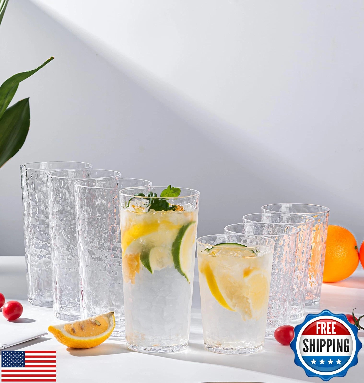 KOXIN-KARLU Hammered 15-ounce Plastic Tumbler Acrylic Glasses, set of 6 Clear | eBay