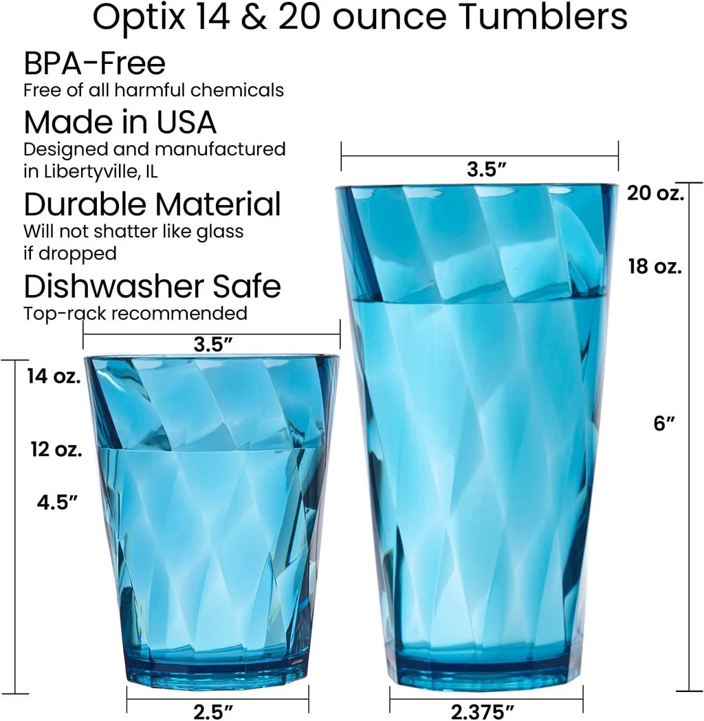 Optix Plastic Reusable Drinking Glasses Set of 16 14oz Rocks & 20oz Water Cup... | eBay
