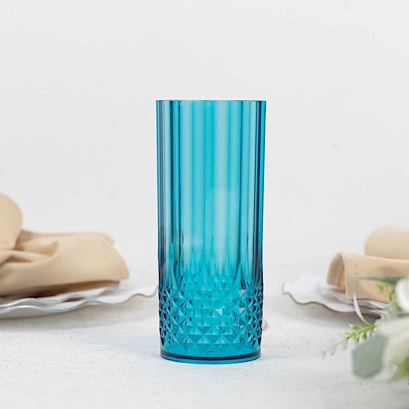 6 Ocean Blue 14 oz Crystal Plastic Drinking Glasses Party Events Tableware | eBay