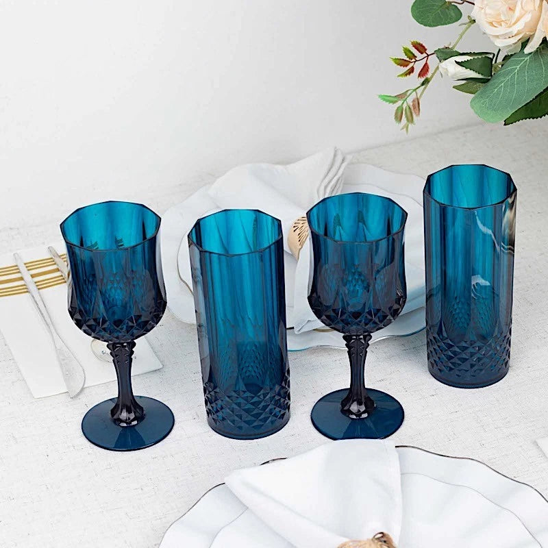 6 Navy Blue 14 oz Crystal Plastic Drinking Glasses Party Events Tableware | eBay