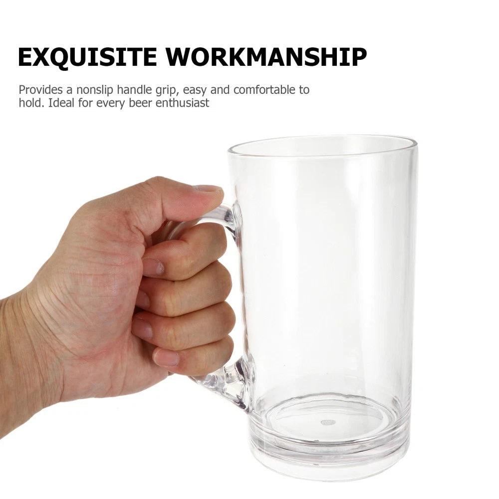 Set of 2 Transparent Beer Mug Tall Drinking Glasses with Handles Cup Clear Mugs | eBay