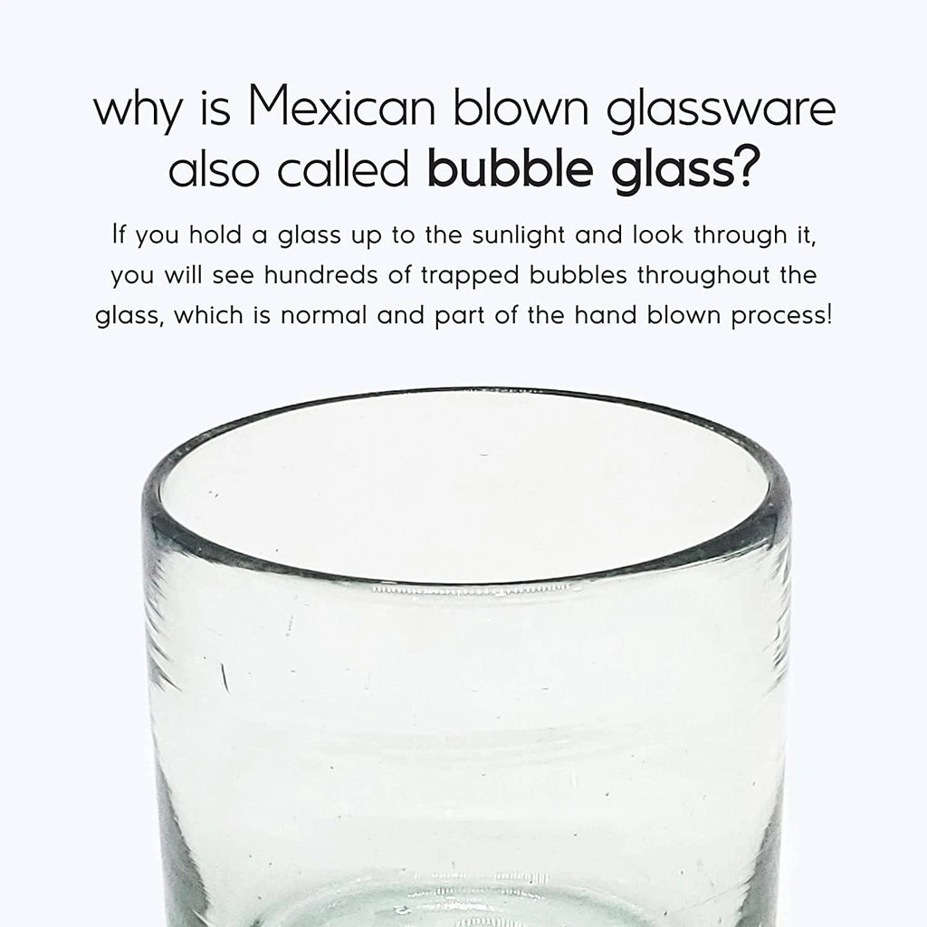 Clear 14 Oz Drinking Glasses (Set of 6), Hand Blown Mexican Glassware, Recycled | eBay