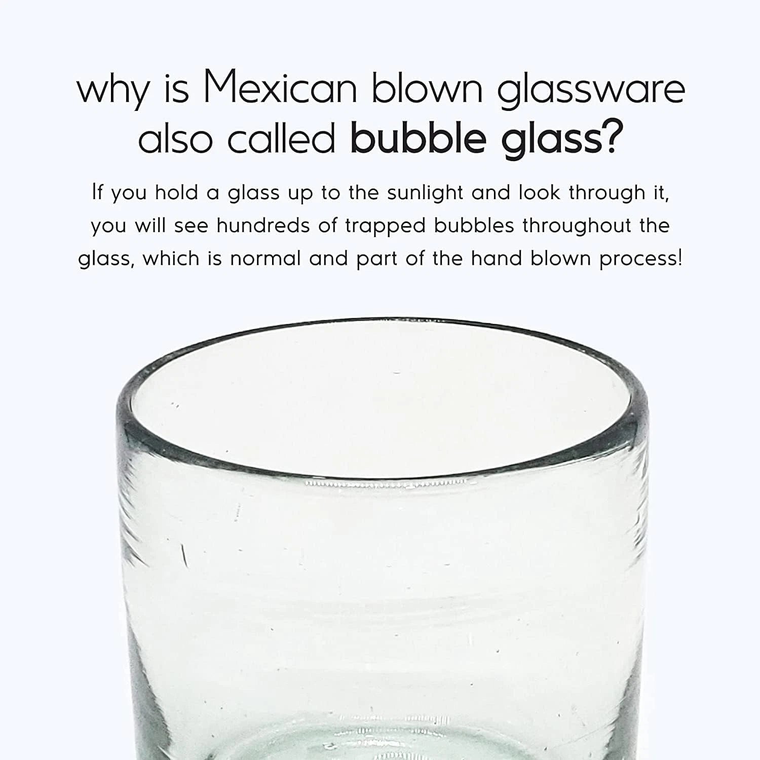 Clear 14 Oz Drinking Glasses (Set of 6), Hand Blown Mexican Glassware, Recycled | eBay