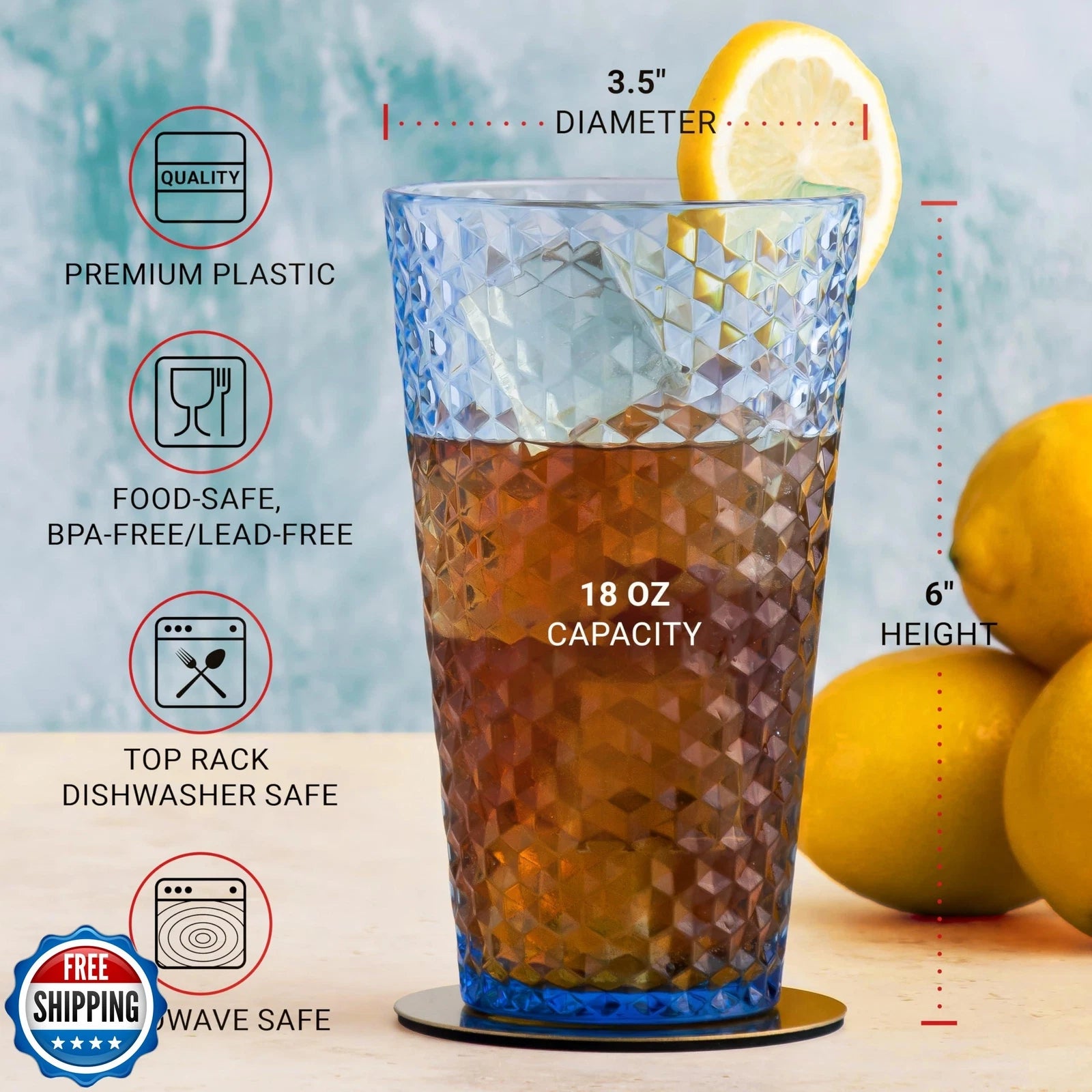 Bravario Laguna Plastic Drinking Glasses, Premium Quality Durable BPA-Free Wa | eBay