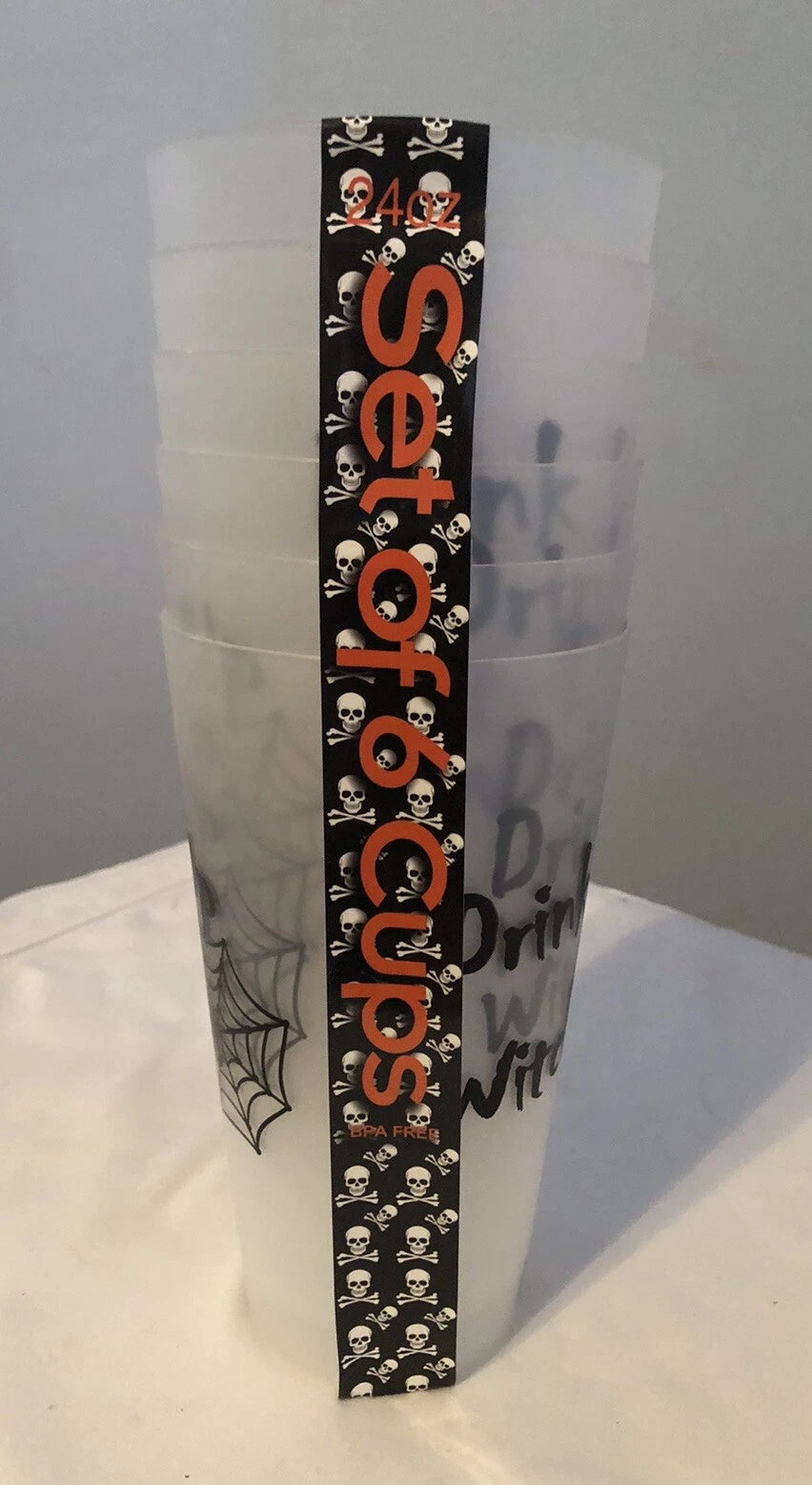 NWT Set of 6 Plastic 24 oz Black & White Drink Up Witches Tumbler Cups | eBay