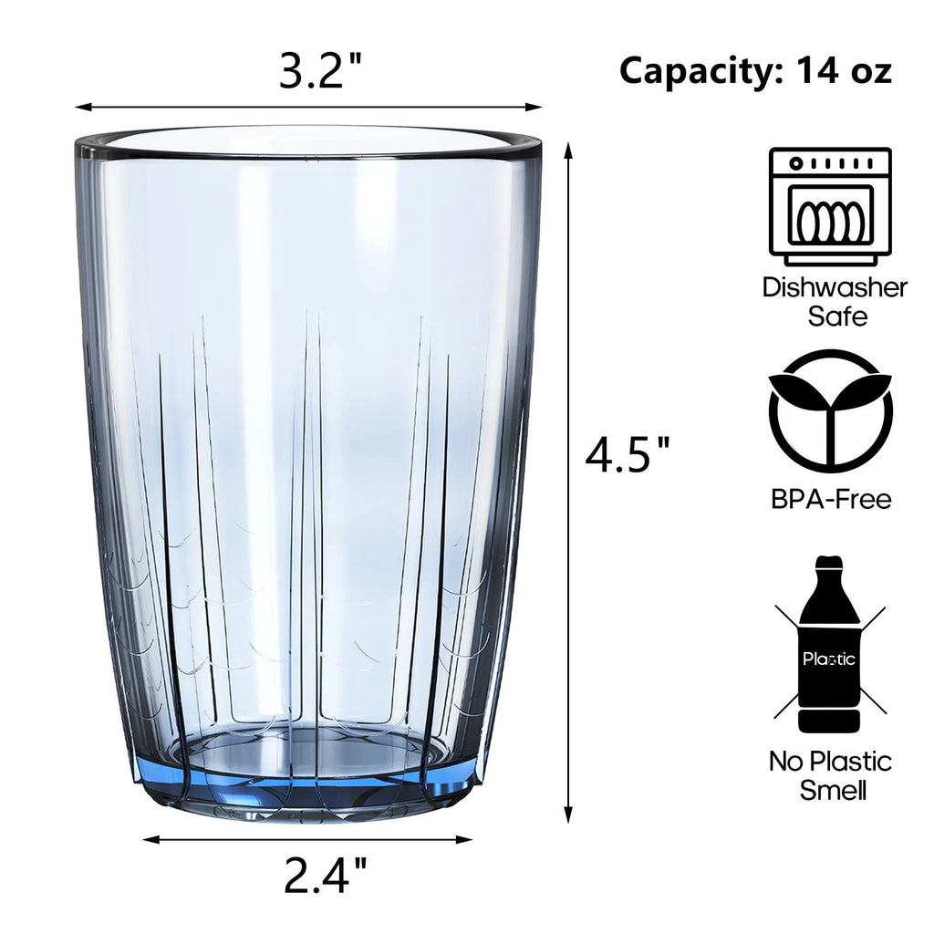 Set of 6 Acrylic Drinking Cups, 14 oz Unbreakable Water Tumbler, Reusable Pla... | eBay