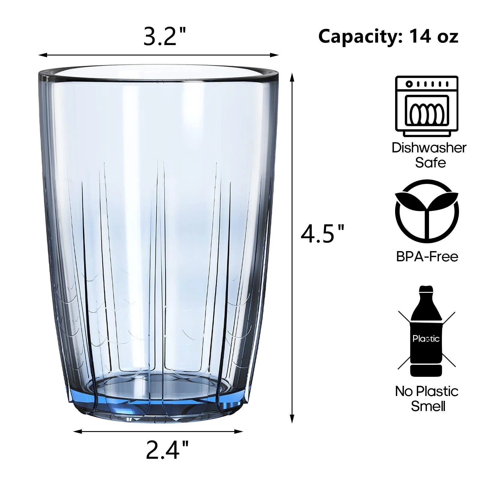 Set of 6 Acrylic Drinking Cups, 14 oz Unbreakable Water Tumbler, Reusable Pla... | eBay