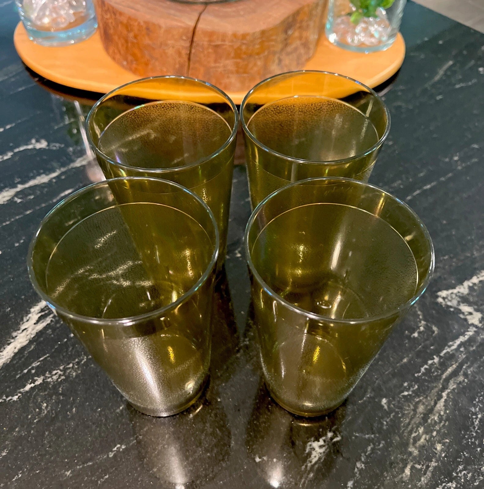 Set of 6 Durable Vintage Plastic Restaurant Tumblers Glasses Cups 20 oz Amber | eBay