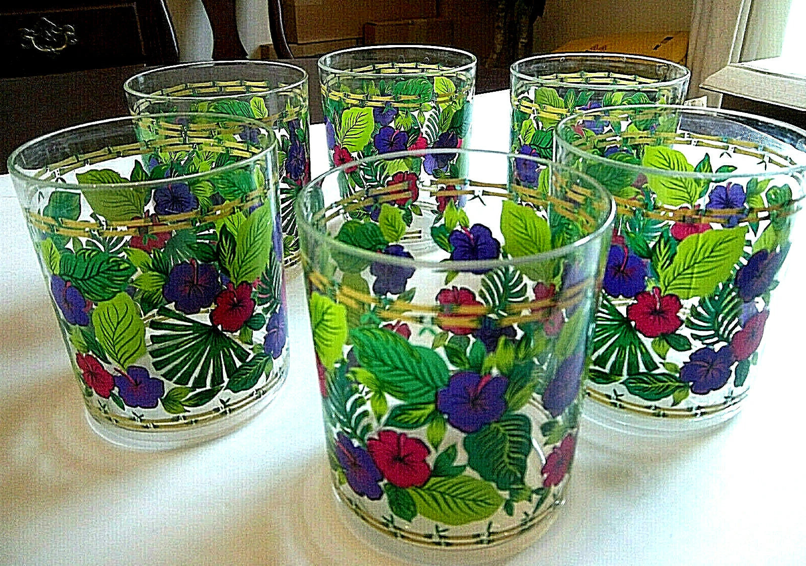 Set of 6 Floral Old Fashioned Acrylic Drinking Glasses 12 oz. *Please Read* | eBay