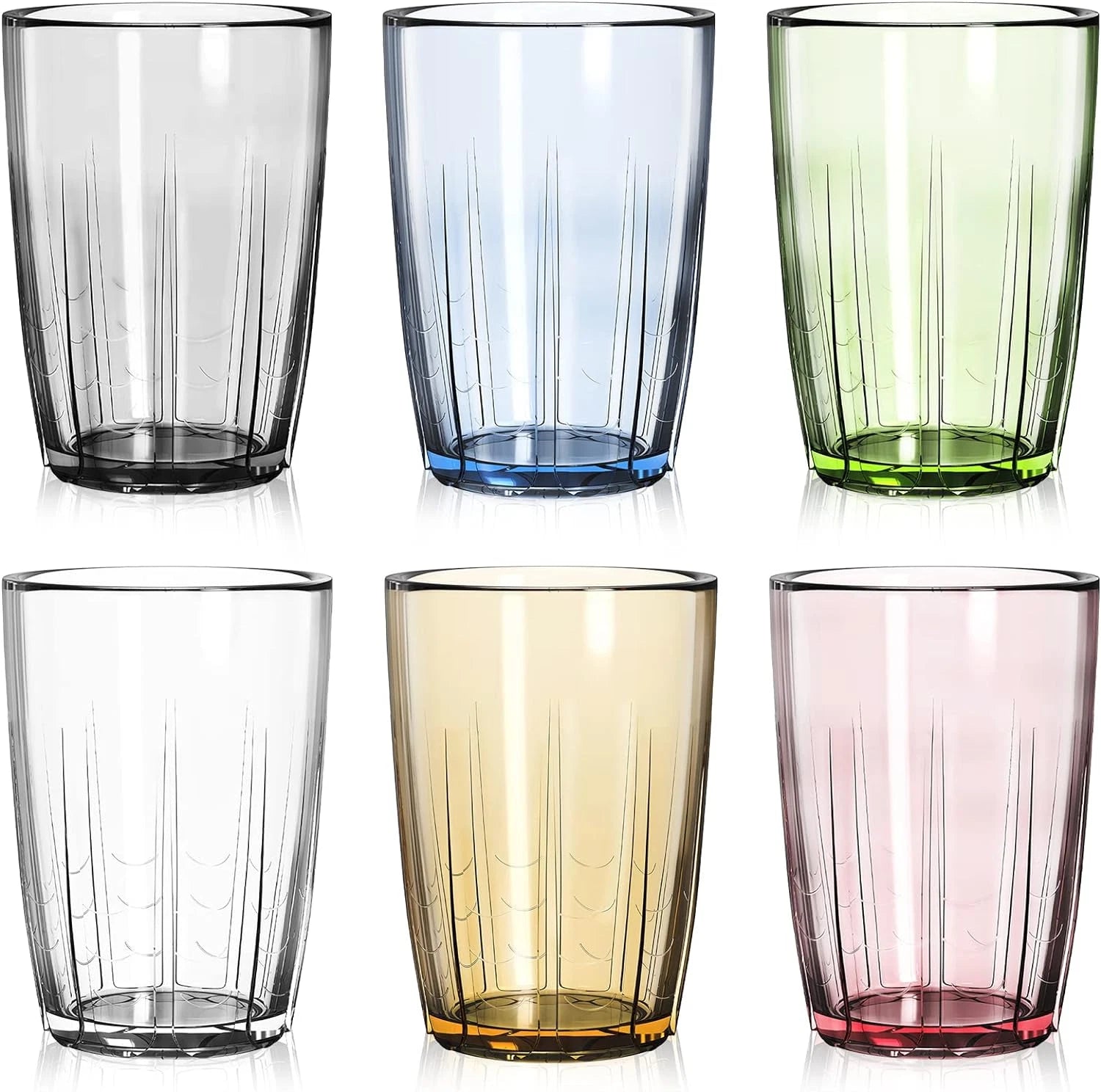Set of 6 Acrylic Drinking Cups, 14 Oz Unbreakable Water Tumbler, Reusable Plasti | eBay