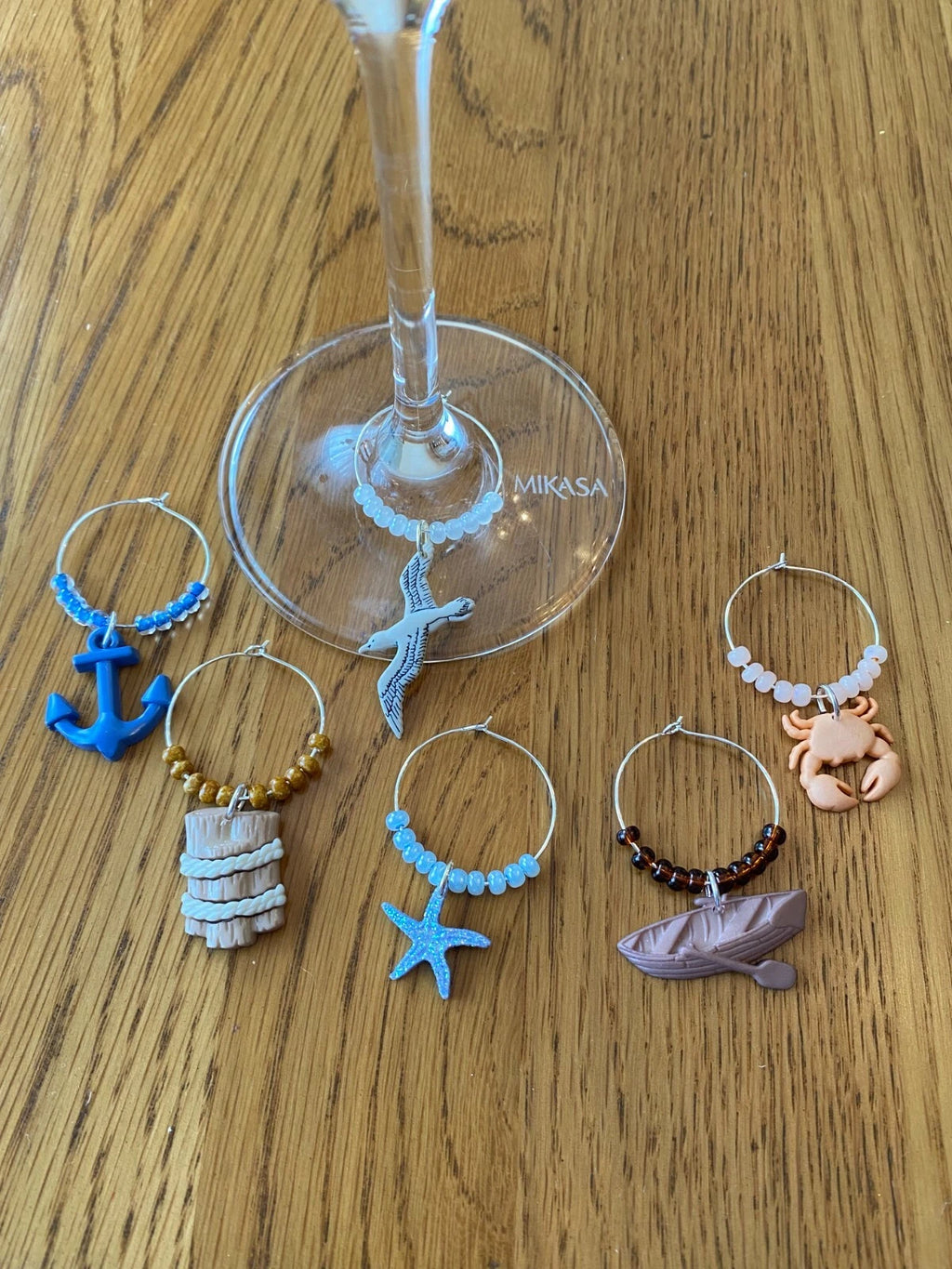 " NAUTICAL''/BEACH SET OF 6 Hand Crafted wine glass drink markers | eBay