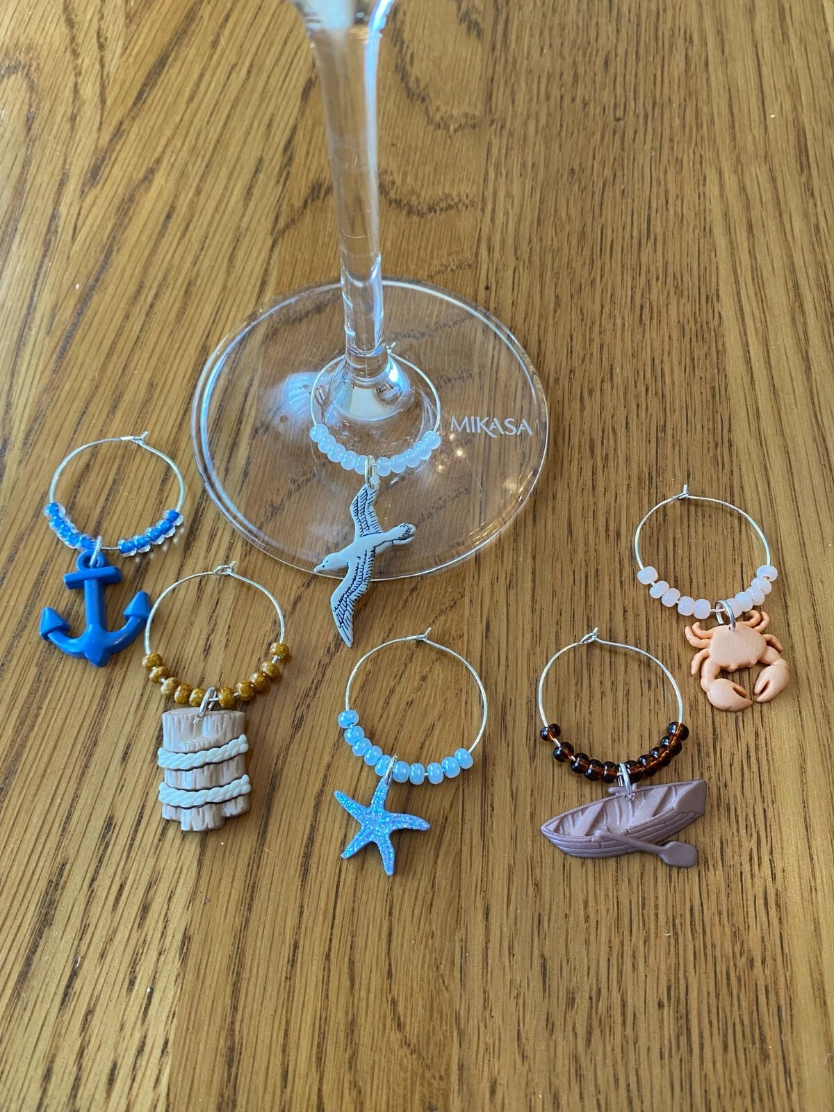 " NAUTICAL''/BEACH SET OF 6 Hand Crafted wine glass drink markers | eBay
