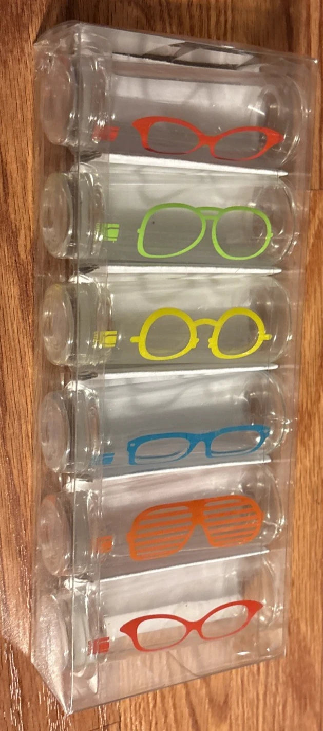 Set Of 6 Multicolored Eyewear Glasses Drinking Shot Highball Style Glassware | eBay