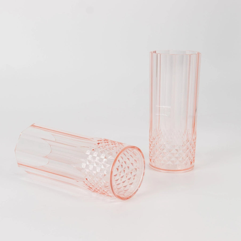 6 Transparent Blush 14 oz Crystal Plastic Drinking Glasses Party Events | eBay