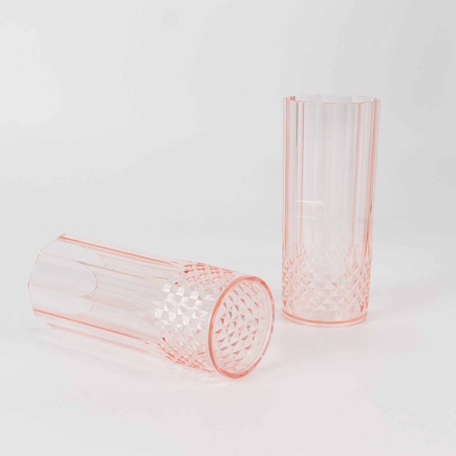 6 Transparent Blush 14 oz Crystal Plastic Drinking Glasses Party Events | eBay