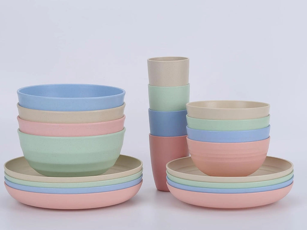 Wheat Straw Reusable Cup (12 Oz) - Unbreakable Drinking Glasses Sets of 6 - Dish | eBay