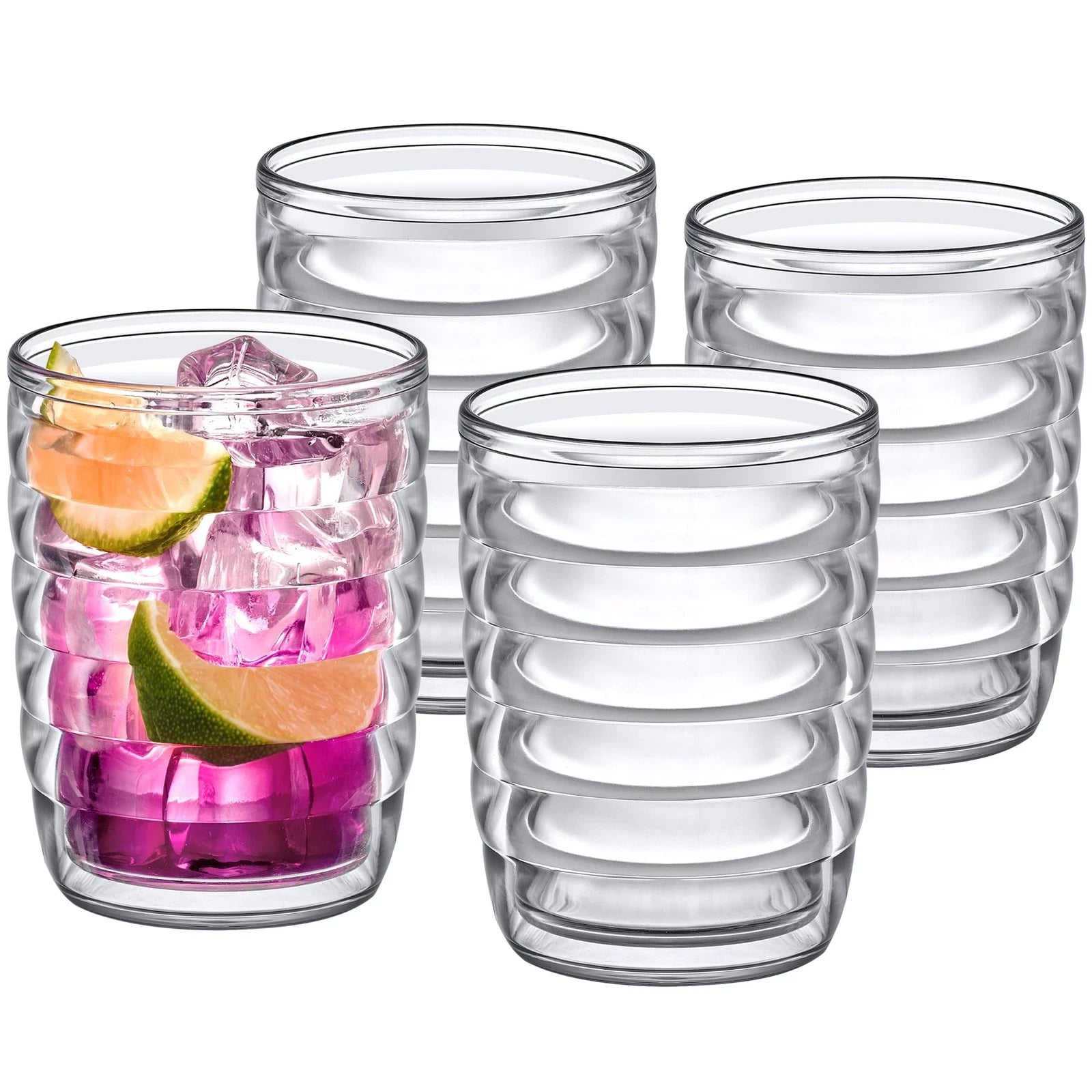 4 Pack 16oz Insulated Plastic Tumblers Double Wall Drinking Glasses | eBay