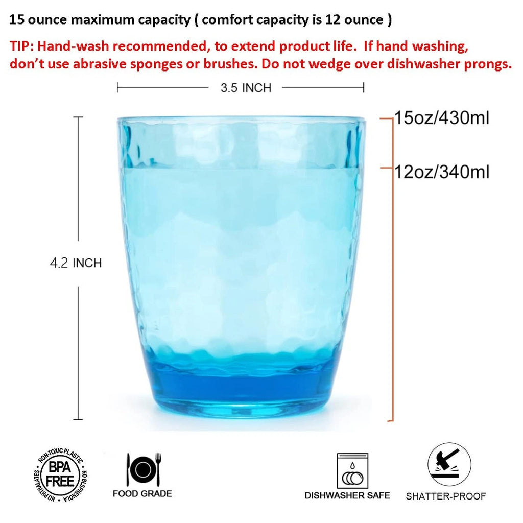 Hammered 15-ounce Plastic Tumbler Acrylic Glasses, set of 6 Multicolor | eBay