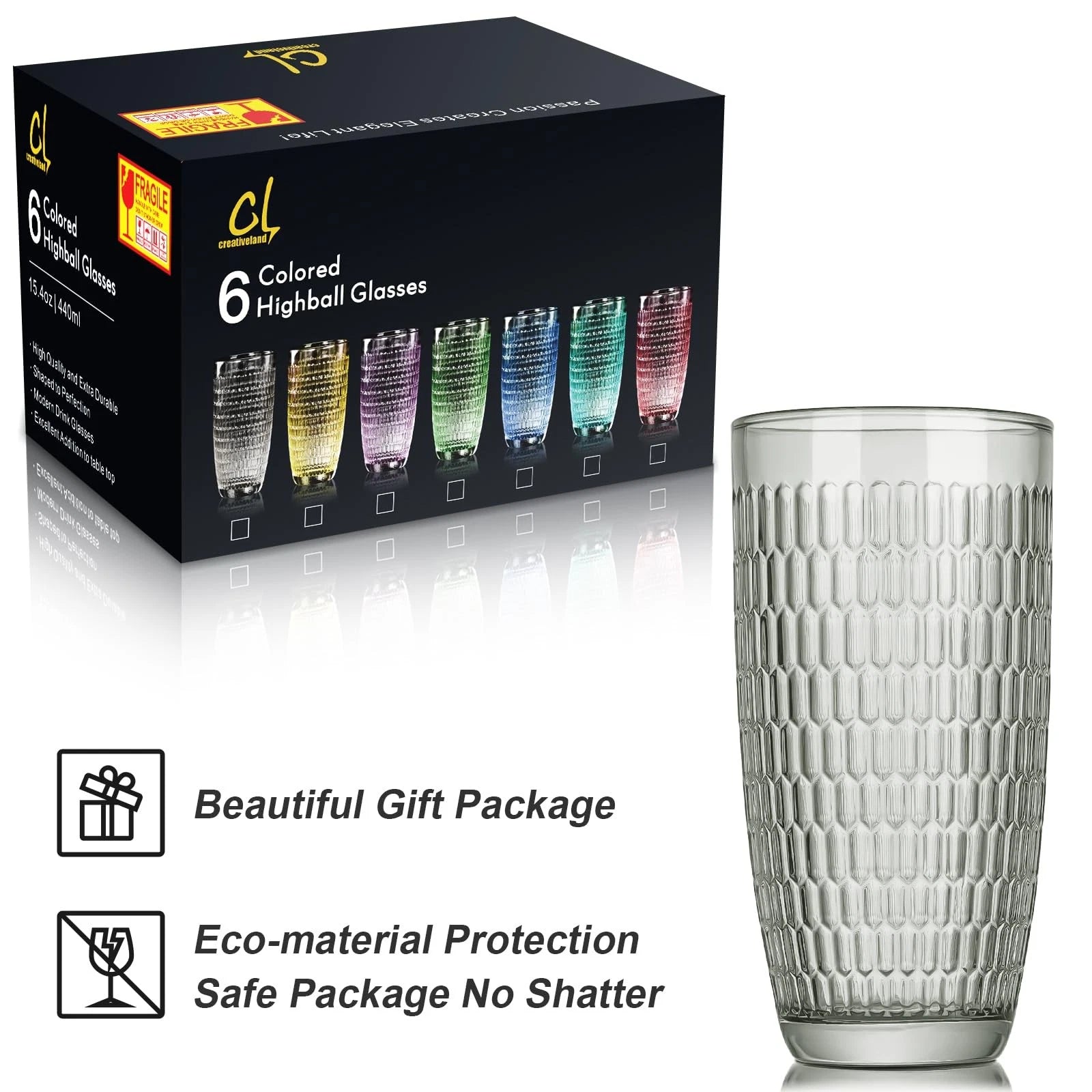 Highball Beverage Glasses Set of 6 Romantic Colored Thick & Heavy Base Big Ca... | eBay